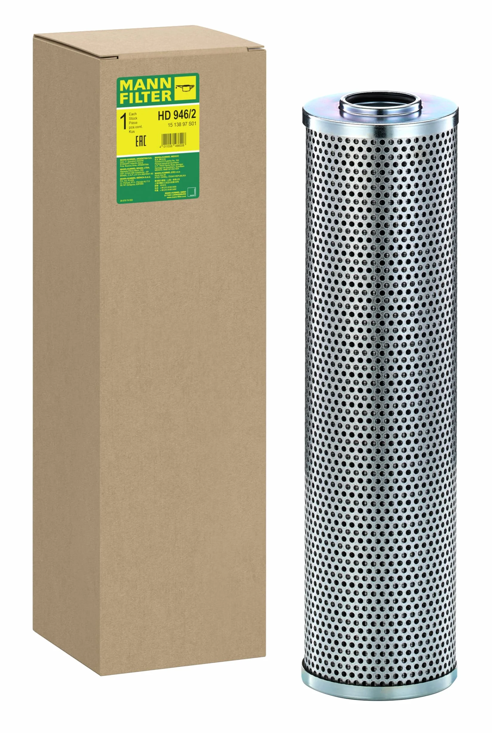 MANN-FILTER HD 946/2 Filtr olejowy Hydraulika - do Maszyny budowlane | Dla Off-Highway, Czysty płyn hydrauliczny, Maksymalna filtracja, Ochrona układu hydraulicznego, Oryginalna jakość OE
