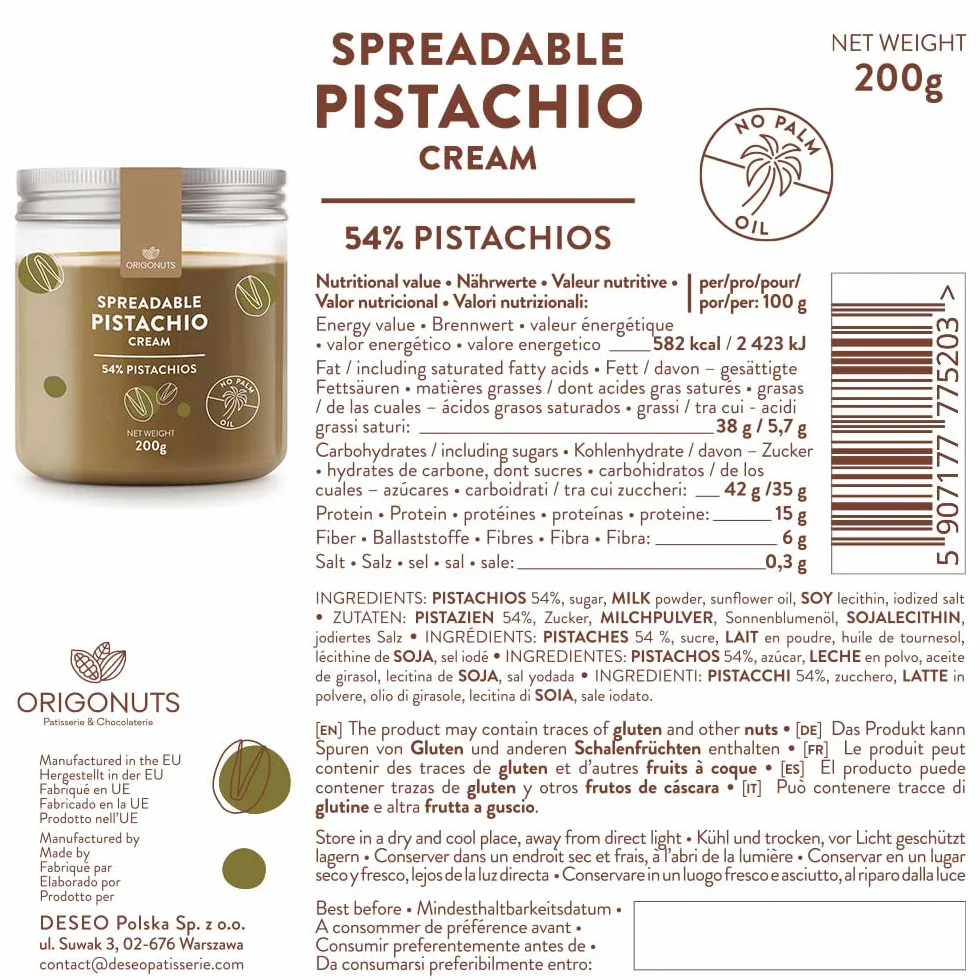 Krem Pistacjowy Pasta Pistacjowa 54% Pistacji 200g