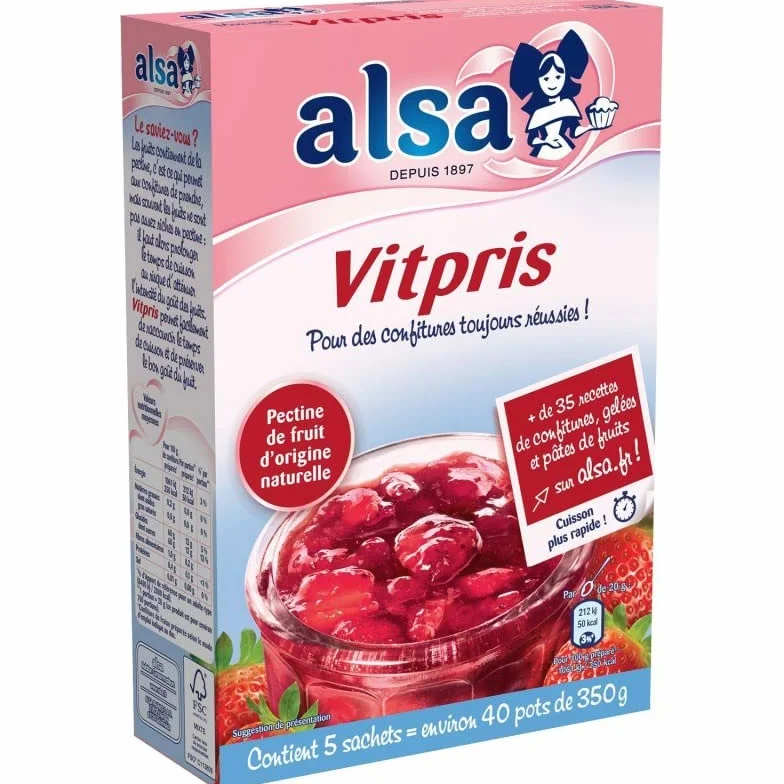 Alsa Vitpris galaretka na dżem, 5 worków po 188 g, 2 sztuki