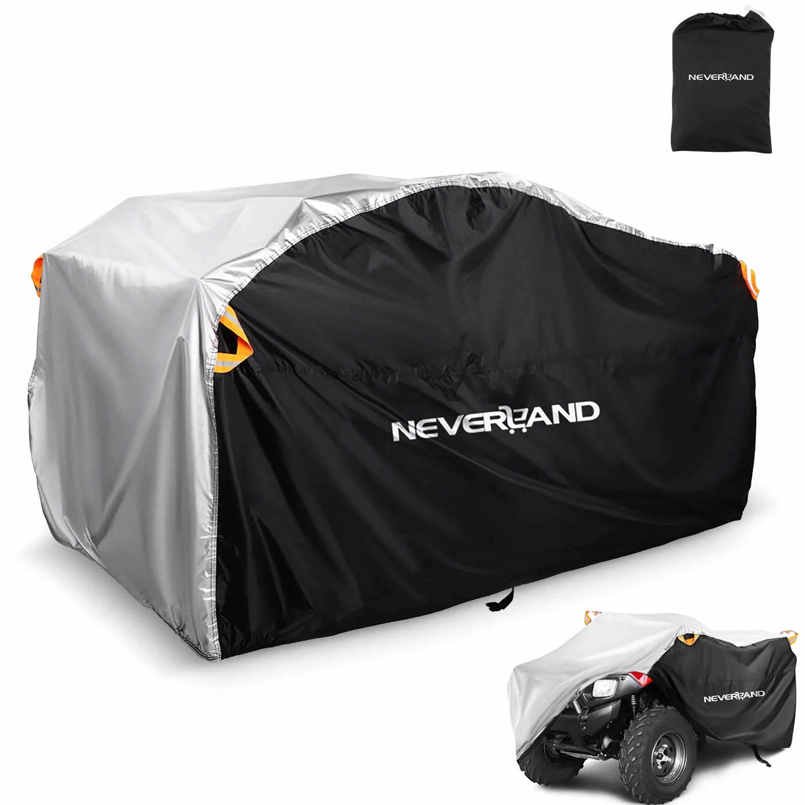 Neverland Plandeka okryciowa na quad i ATV, wodoszczelna, do zewnątrz i wewnątrz, z wiatroszczelną klamrą, odporna na śnieg i grad, pyłoszczelna, 256 x 110 x 120 cm