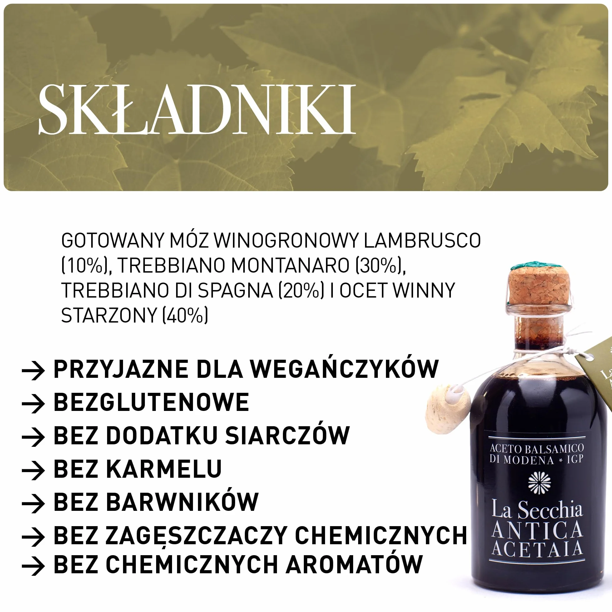 La Secchia - "Cinque Stelle" ChOG Ocet Balsamiczny z Modeny, Dojrzewający w 20 Beczkach z Różnych Gatunków Drewna, Wysoka Gęstość, Butelka 250 ml z Korkiem