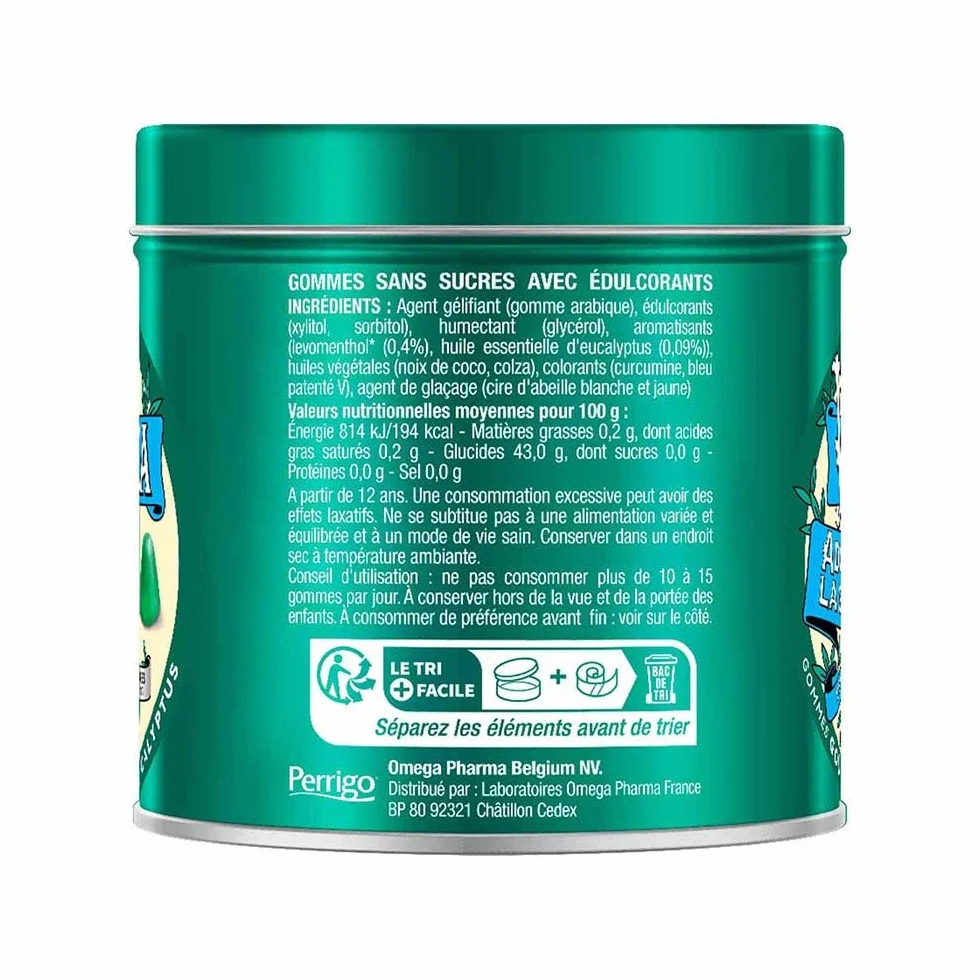 Valda Guma bez cukru - smak eukaliptusa miętowego - zmiękcza gardło* - 140 G