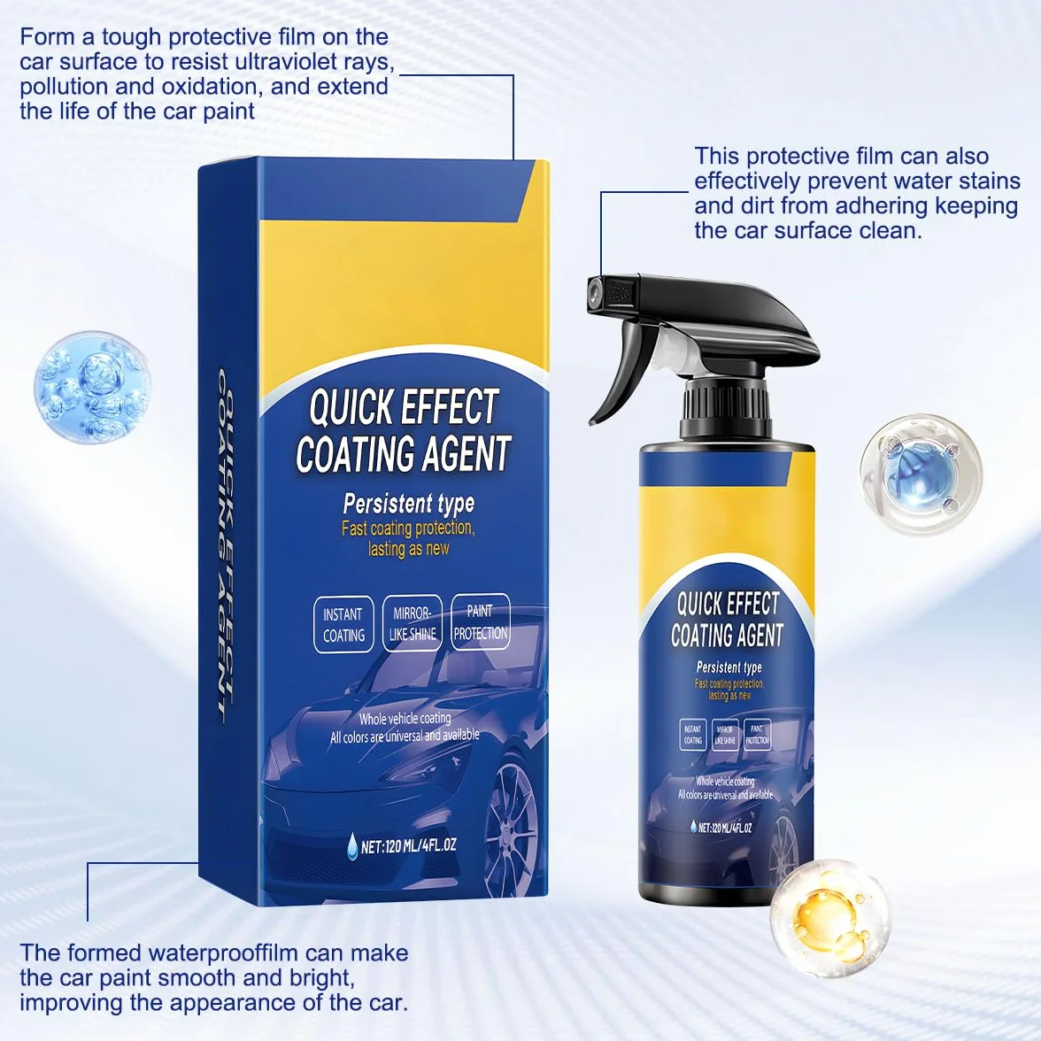 2 szt. Quick Effect Coating Agent, Advanced Car Quick-acting Coating Agent Spray 3 w 1, wysoka ochrona lakieru samochodowego, środek do odnawiania samochodu, długotrwała ochrona lakieru samochodowego