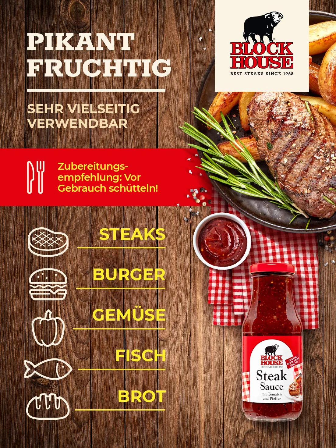 Sos do steków firmy Block House, 240 ml