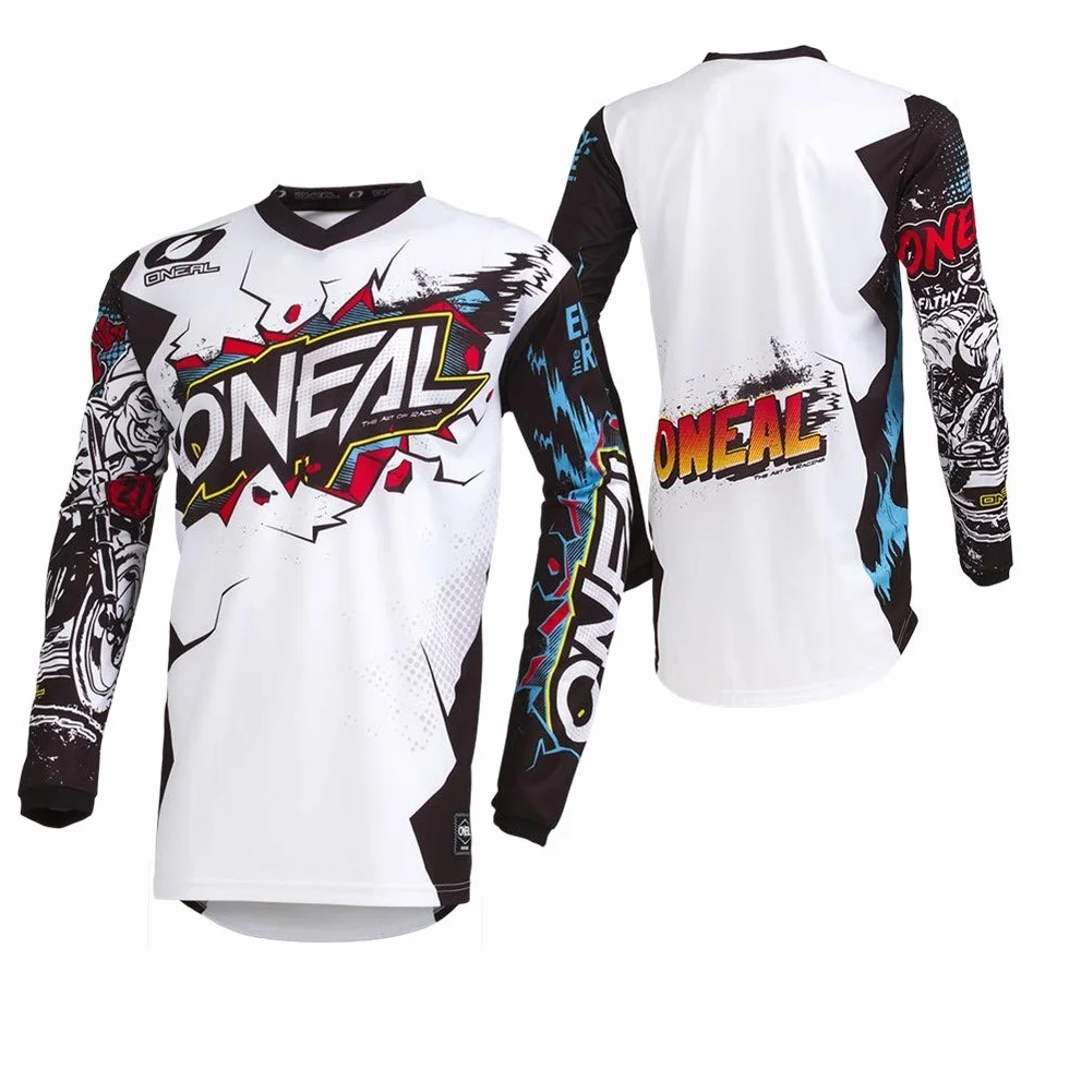 O'NEAL Koszulka motocrossowa, motocykl Enduro, dopasowanie dla maksymalnej swobody ruchów, wszyta ochrona łokci, oddychająca, element Jersey Villain, dla dorosłych, kolor biały, rozmiar XL