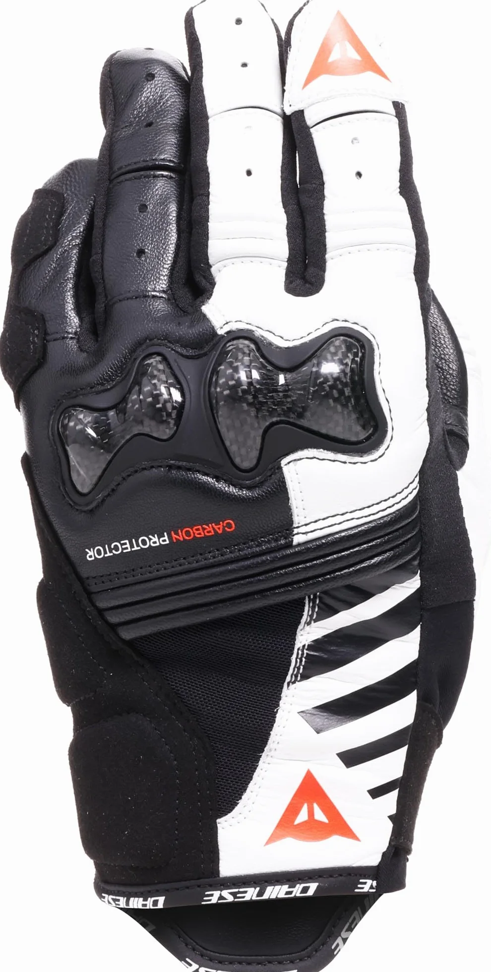 Dainese Reacto Carbon Short Gloves Wmn damskie krótkie skórzane rękawiczki motocyklowe z ochroną karbonowych karbonowych kostek dłoni i palców dla kobiet