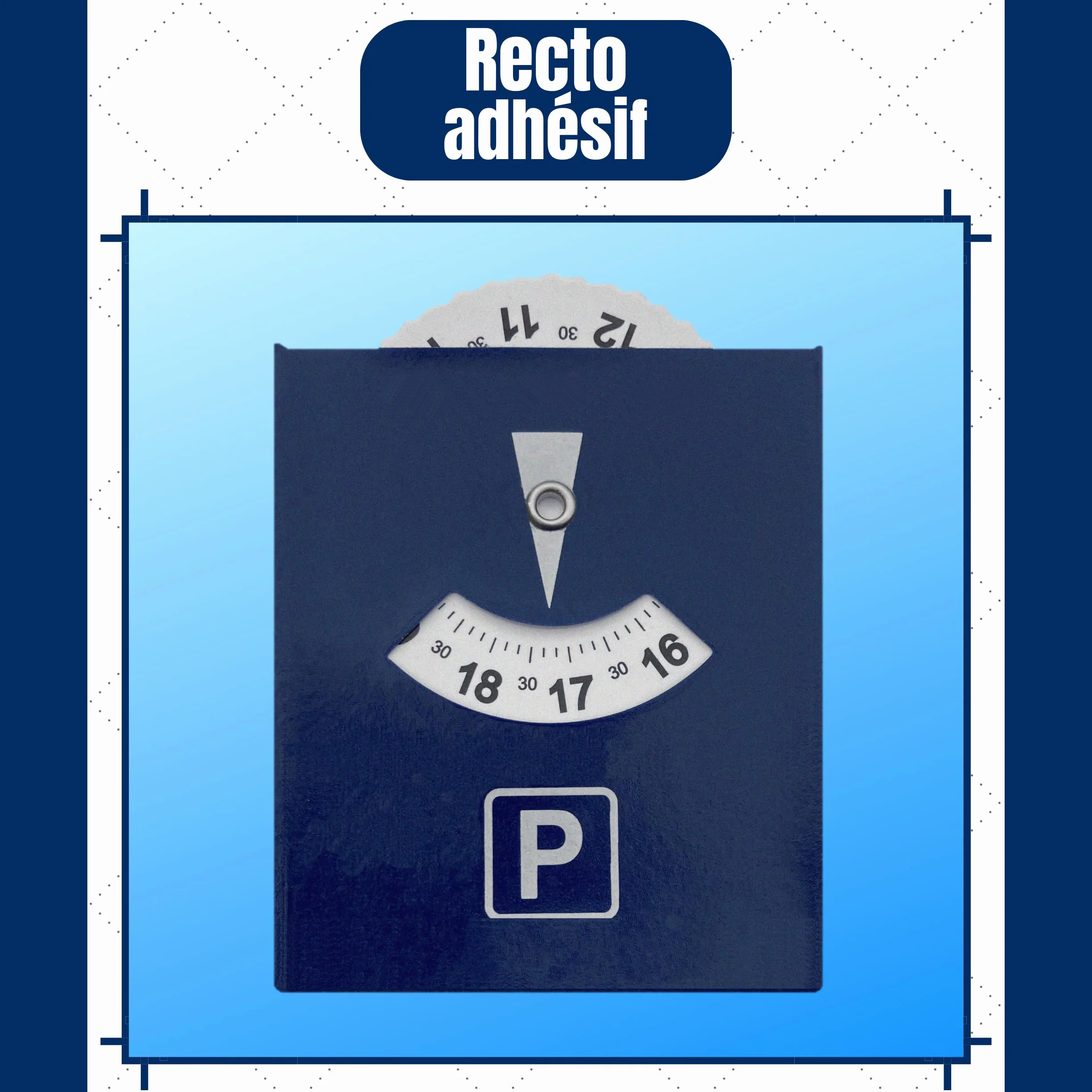 Samoprzylepna tarcza parkingowa do strefy niebieskiej | Tarcza czasowa | Materiał chroniący przed promieniowaniem UV | Wymiary 8,5 x 7 cm | Francuska marka