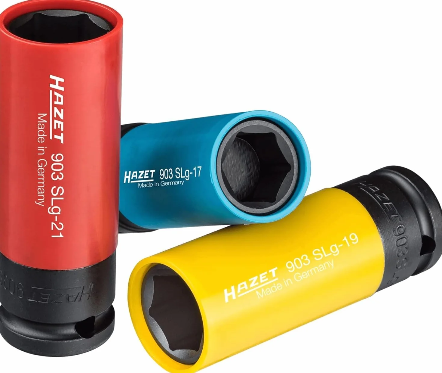 HAZET Zestaw kluczy nasadowych 903SPC/3 I Napęd kwadratowy 12,5 mm (1/2 cala), szerokość klucza 17 - 21 mm, z tuleją z tworzywa sztucznego I Delikatne mocowanie kół do opon z felgami aluminiowymi