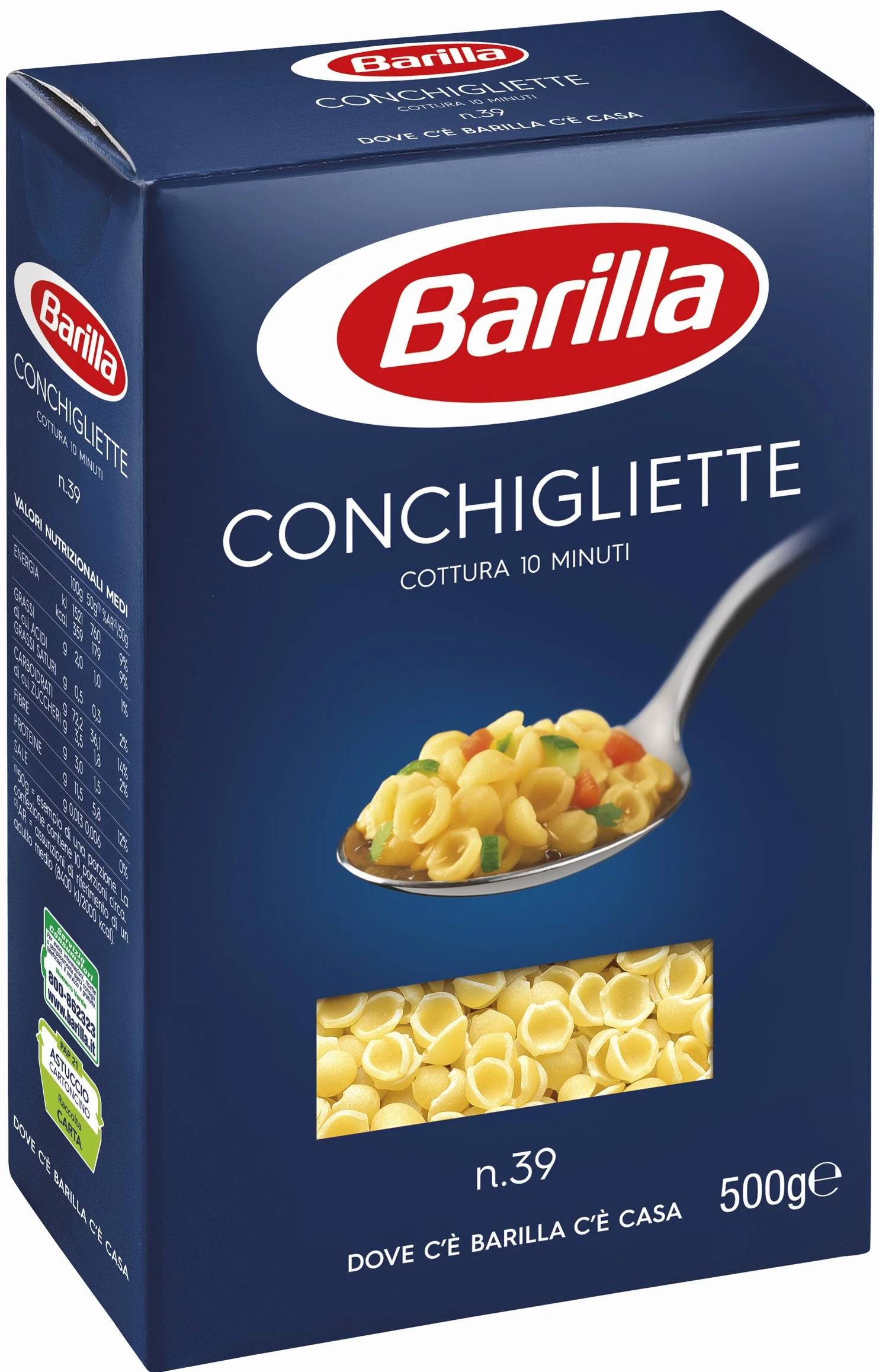 Makaron Muszelki Pastina 500g - Barilla produkt na włoski rynek drobny