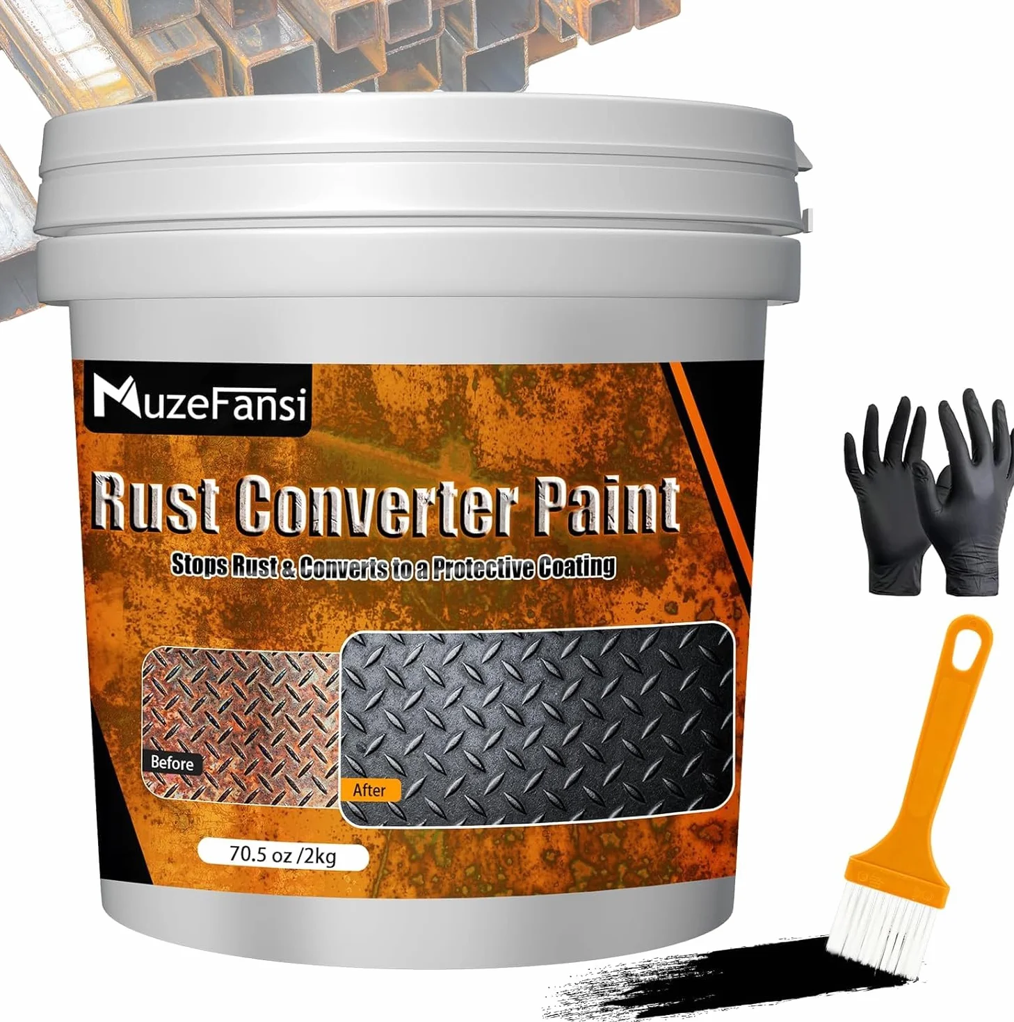 Konwerter do rust 2 w 1 podkład metalowy farba 70,5 uncji inhibitor rdzy do metalu samochodów narzędzi morskich
