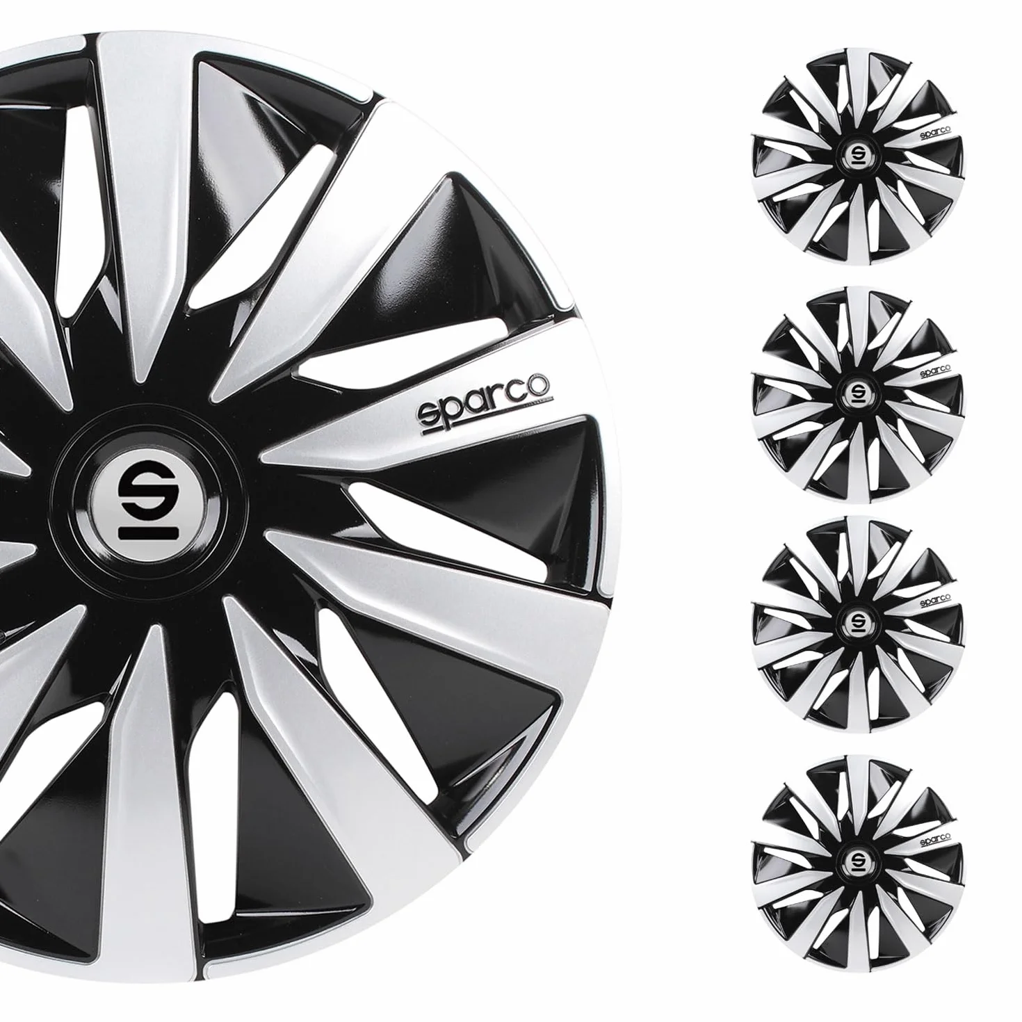 Sparco Komplet Pokrowców Na Koła 4 Koła 16" Cala Lazio SPC1691BKSV Czarny Srebrny