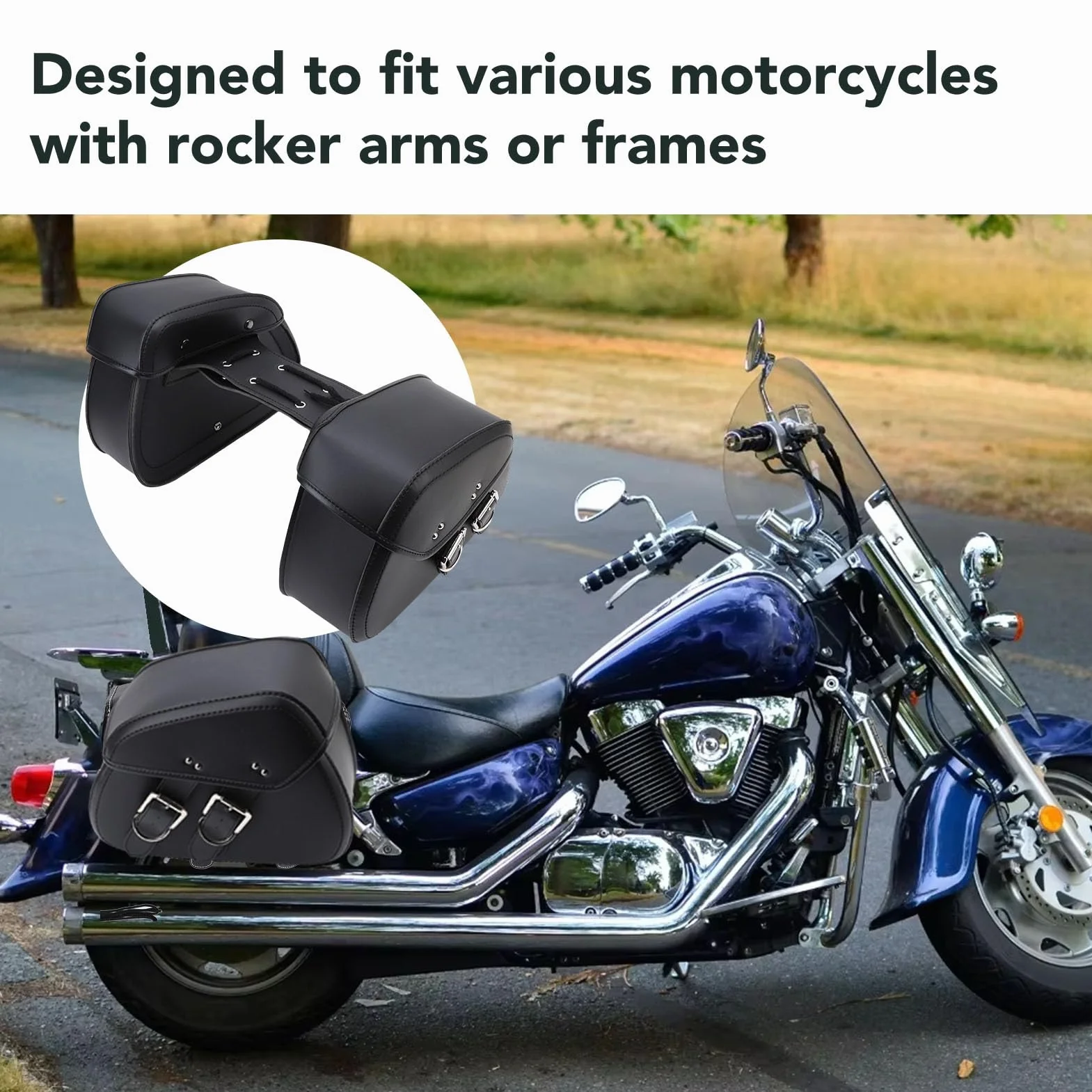 Yosoo Health Gear Boczne Torby Motocyklowe ze Skóry PU 16L Uniwersalne Sakwy Motocyklowe Wodoodporne Regulowane Mocowanie Liny na Niezbędne Rzeczy Z wewnętrzną kieszenią Z Siateczki Zachowującą