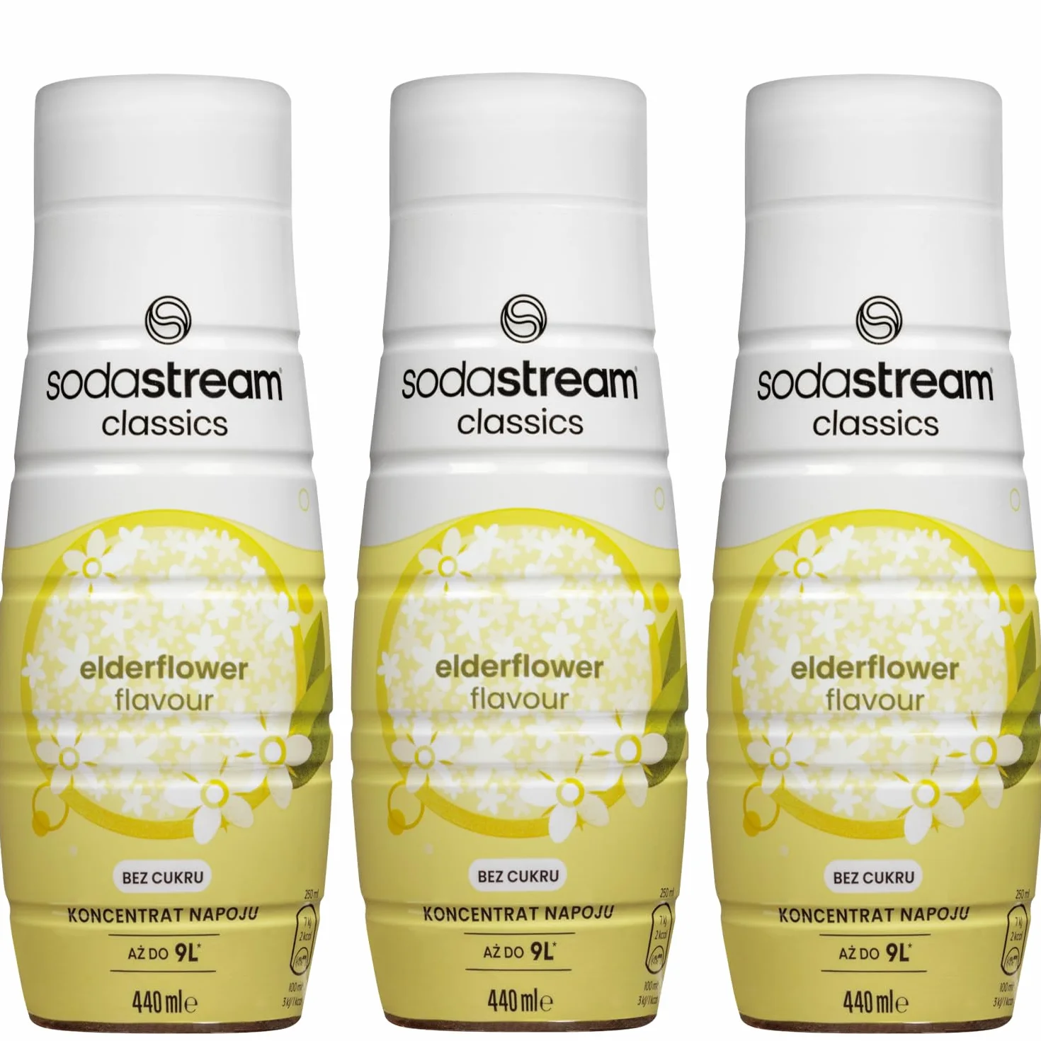 Sodastream 3x SYROP ELDERFLOWER CZARNY BEZ KONCENTRAT ZERO CUKRU 440ml