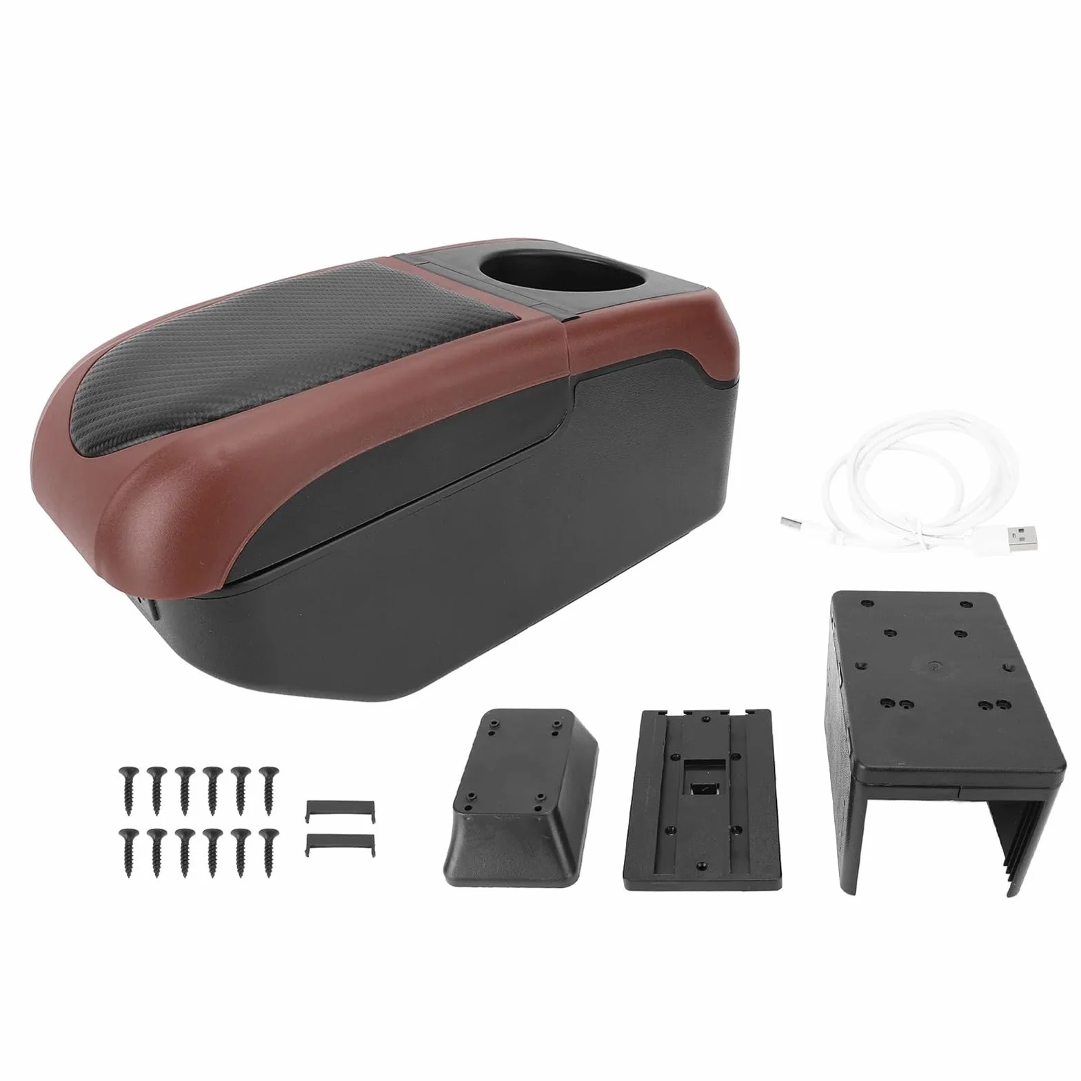 pokrowiec na podłokietnik Ochrona Podłokietnika Uniwersalny organizer na podłokietnik samochodowy z 6 portami ładowania USB, dwuwarstwowy, do konsoli samochodowej w podłokietniku(GRAY)