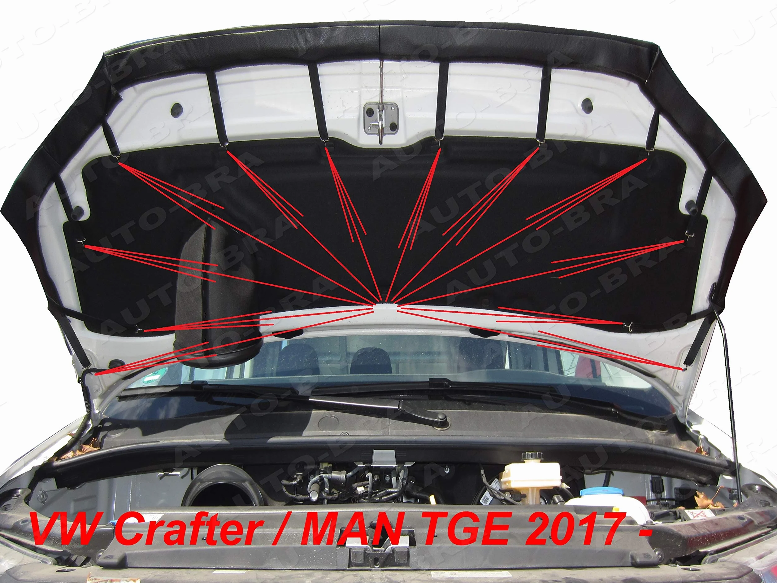 Auto-Bra AB3-00429 osłona maski pasuje do VW Volkswagen Crafter - MAN TGE od 2017, Czarny (Black), Ochrona przed deszczem i owadami, Front