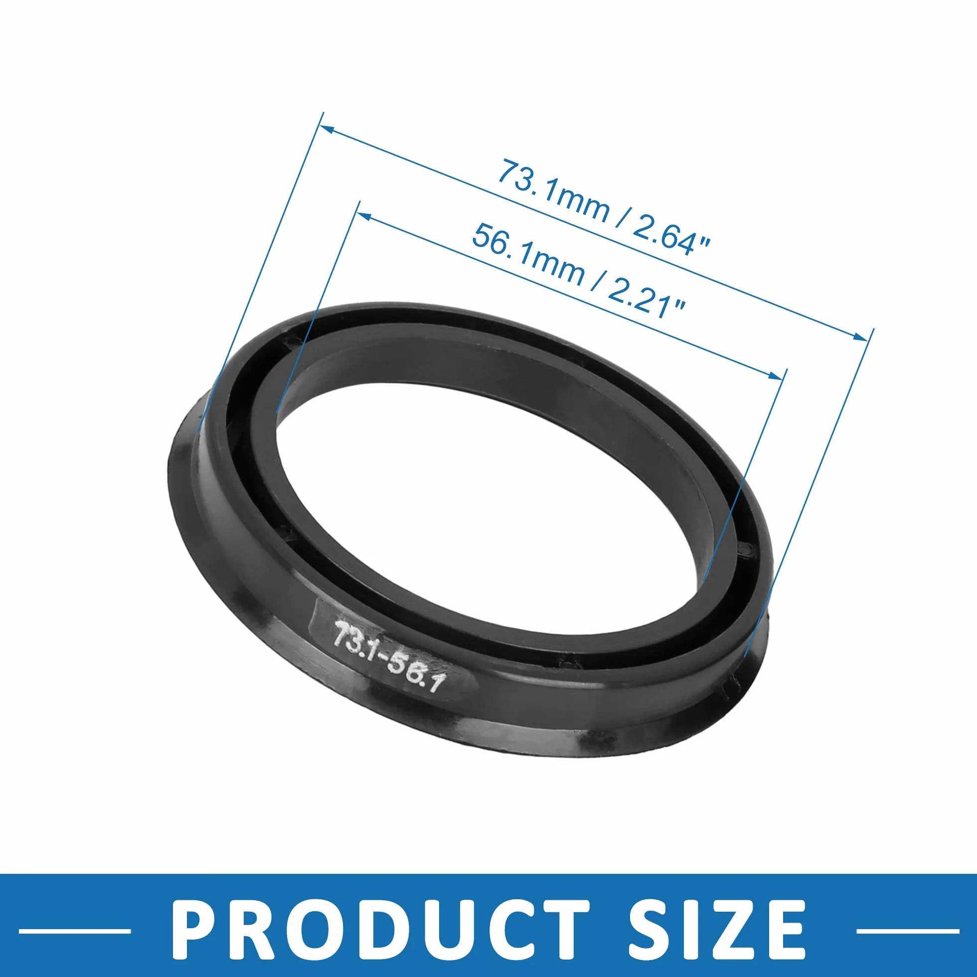 A ABSOPRO Pierścienie środkowe 73,1 mm do 56,1 mm czarne tworzywo sztuczne (zestaw 4 szt.)