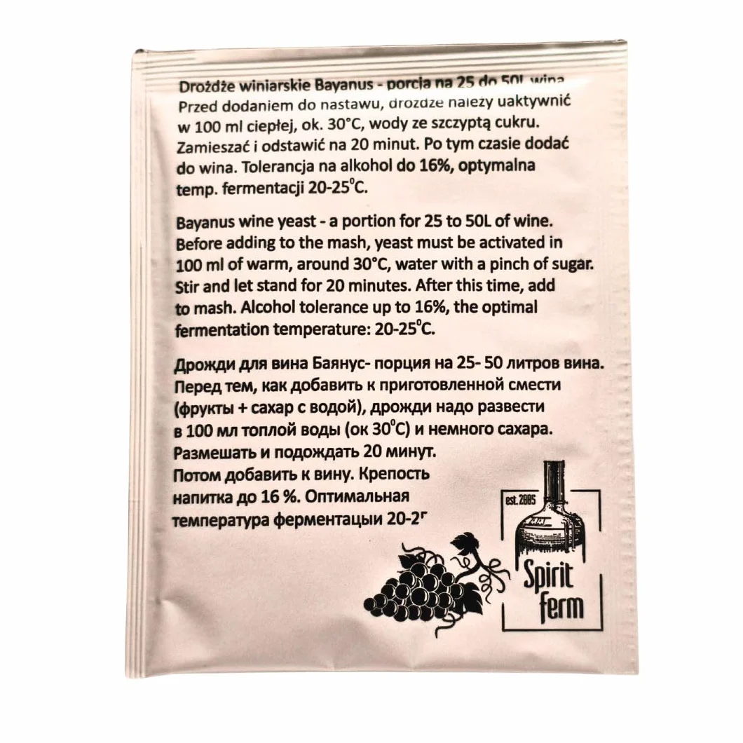 Drożdże do wina - Bayanus G995 - Drożdże Winiarskie | Drożdże do Fermentacji
