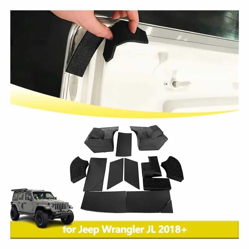 12 szt. Zestaw uszczelek do twardego dachu, naprawa przecieków deszczu, wnętrze kompatybilne z Jeep Wrangler JL 2018-2024, czarne, ochronne akcesoria do wnętrza samochodu