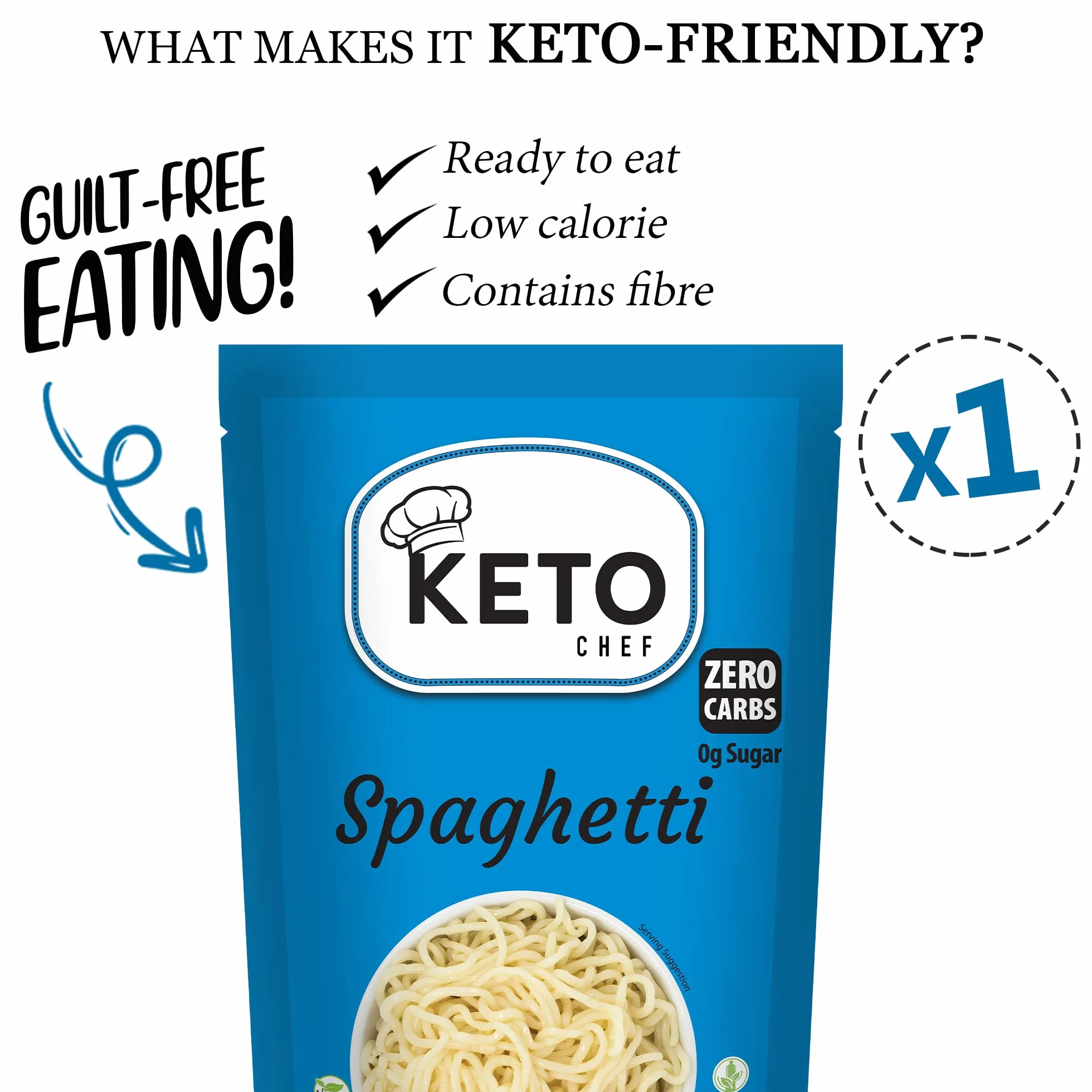 KETO CHEF Makaron Konjac Noodle Spaghetti Bezglutenowy Bio 270 G