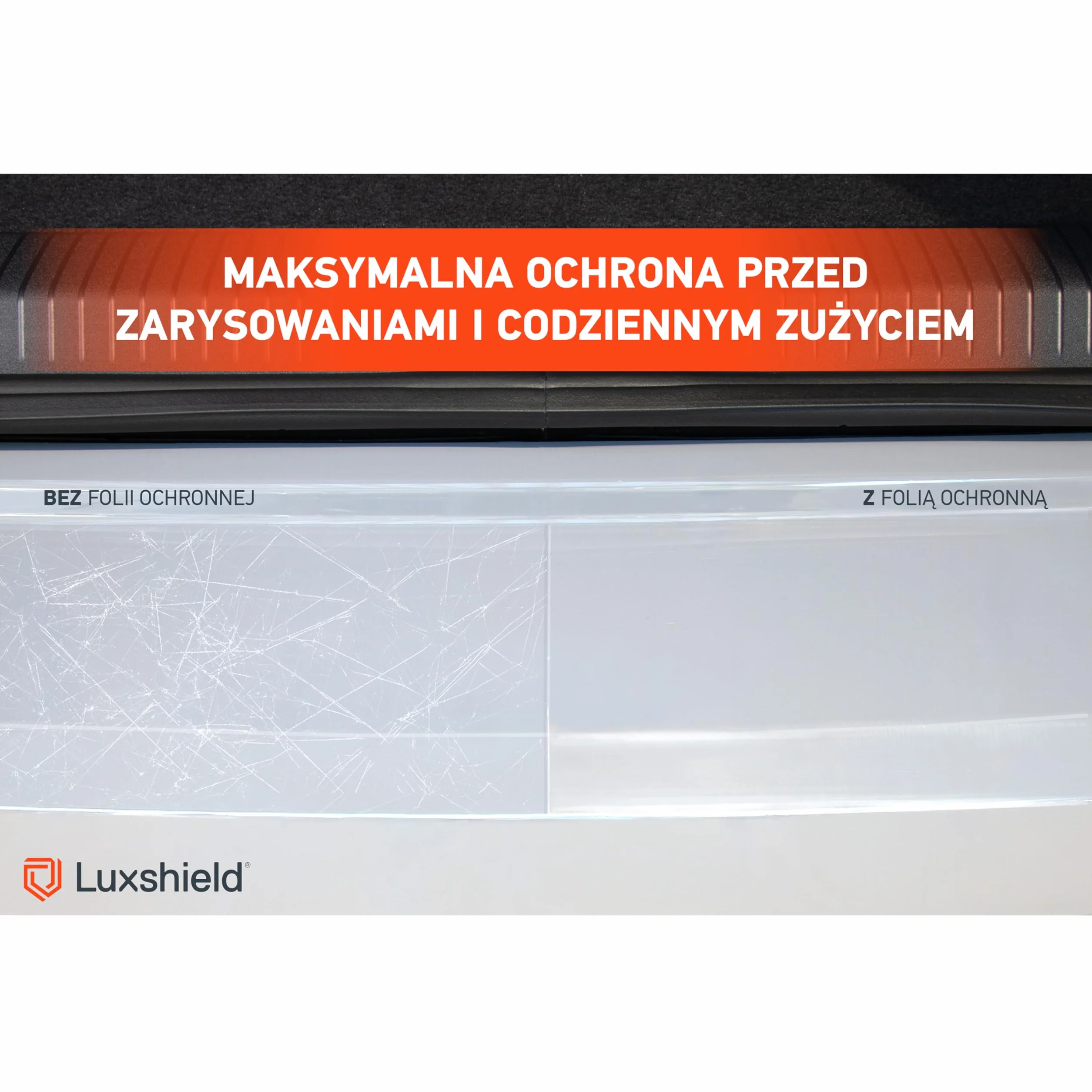 Luxshield folia ochronna na krawędź załadunkową kompatybilny z VW Passat B9 3J I 2024-2026 - ochrona przed zarysowaniami, folia ochronna na lakier - przezroczysty błyszczący