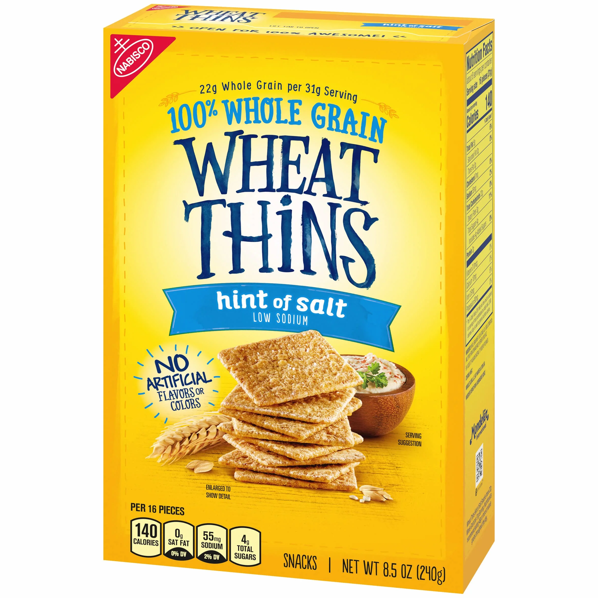 Wheat Thins Hint Of Salt Whole Grain Low Sodium Crackers, 8.5 Oz, 1Count