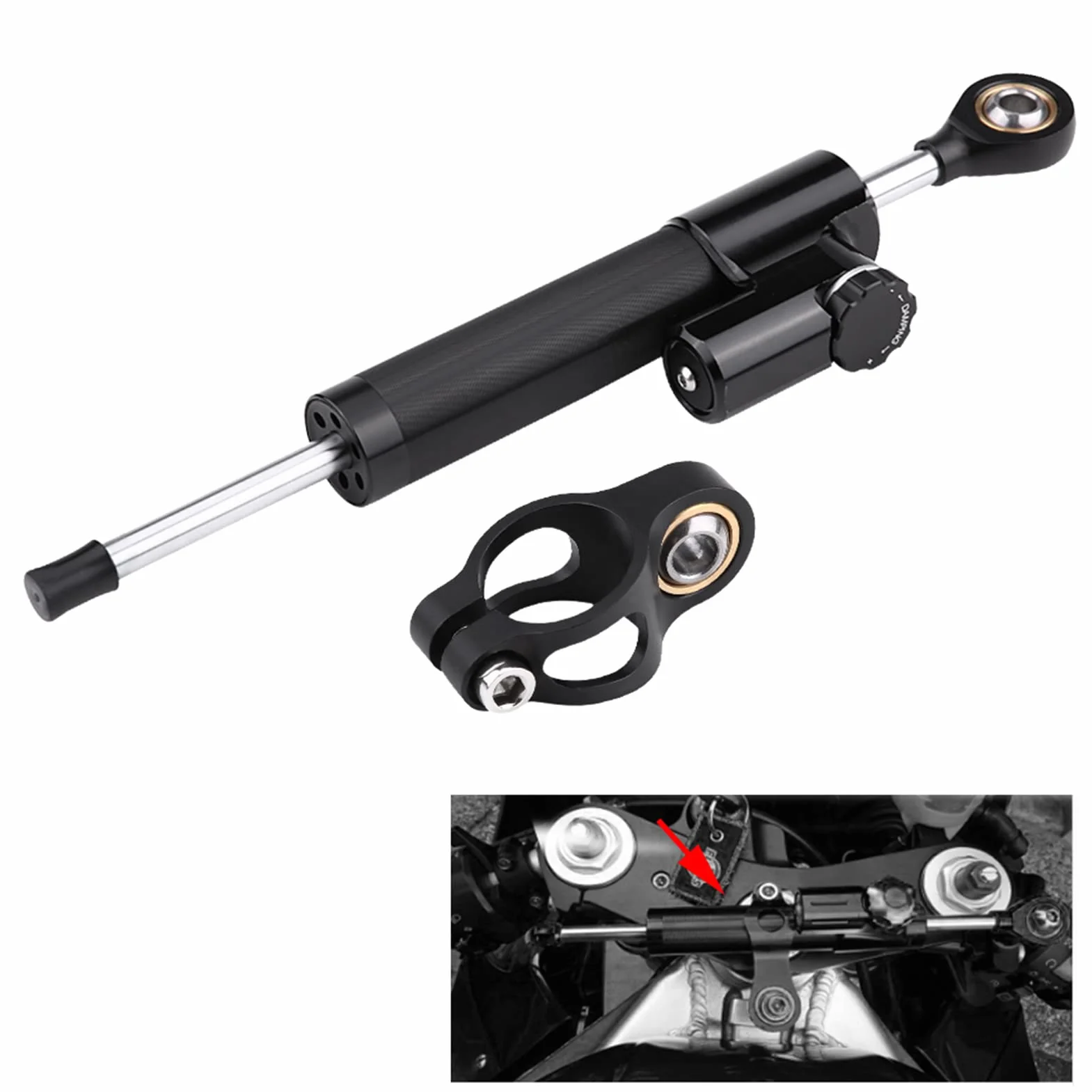 Uniwersalny amortyzator kierownicy motocykla CNC, amortyzator kierownicy motocykla, odwrócony stabilizator liniowy amortyzatora Keenso z uchwytem
