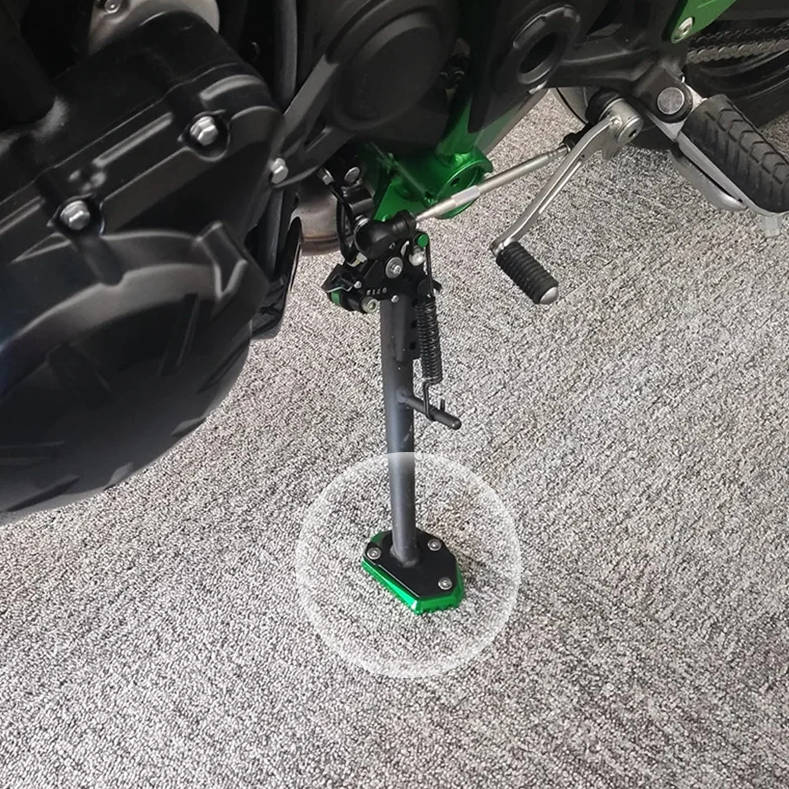 Kompatybilny z Kawasaki Z400 NINJA 400 Motocykl Podpórka Stopka Boczna Podpórka Przedłużenie Pad Zielony Stop Aluminium Motocyklowa Podpórka Płyta Podpórka Powiększ Przedłużacz Płyta Podporowa