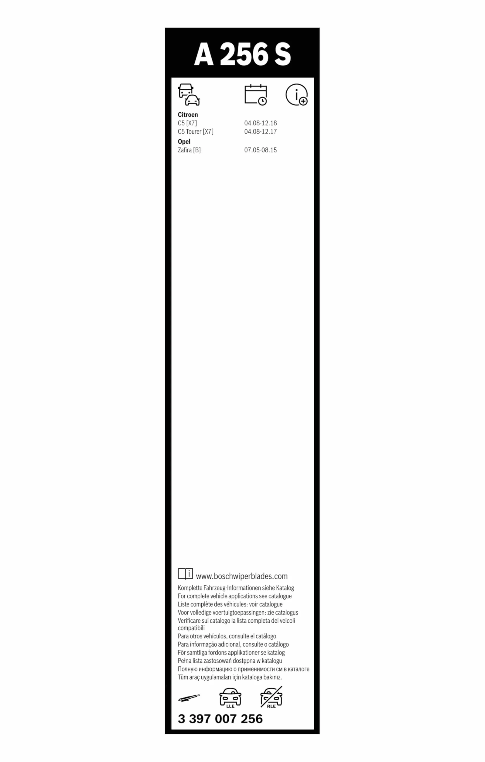 Bosch 3 397 007 256 Pióro Wycieraczki, Czarny, 700 mm/550 mm