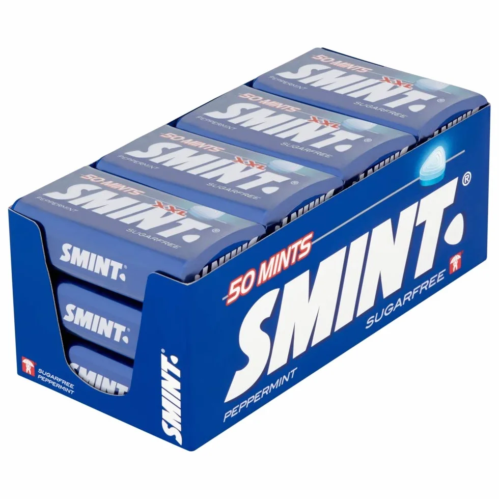 SMINT cukierki mięty pieprzowej, 12 metalowych puszek, bez cukru