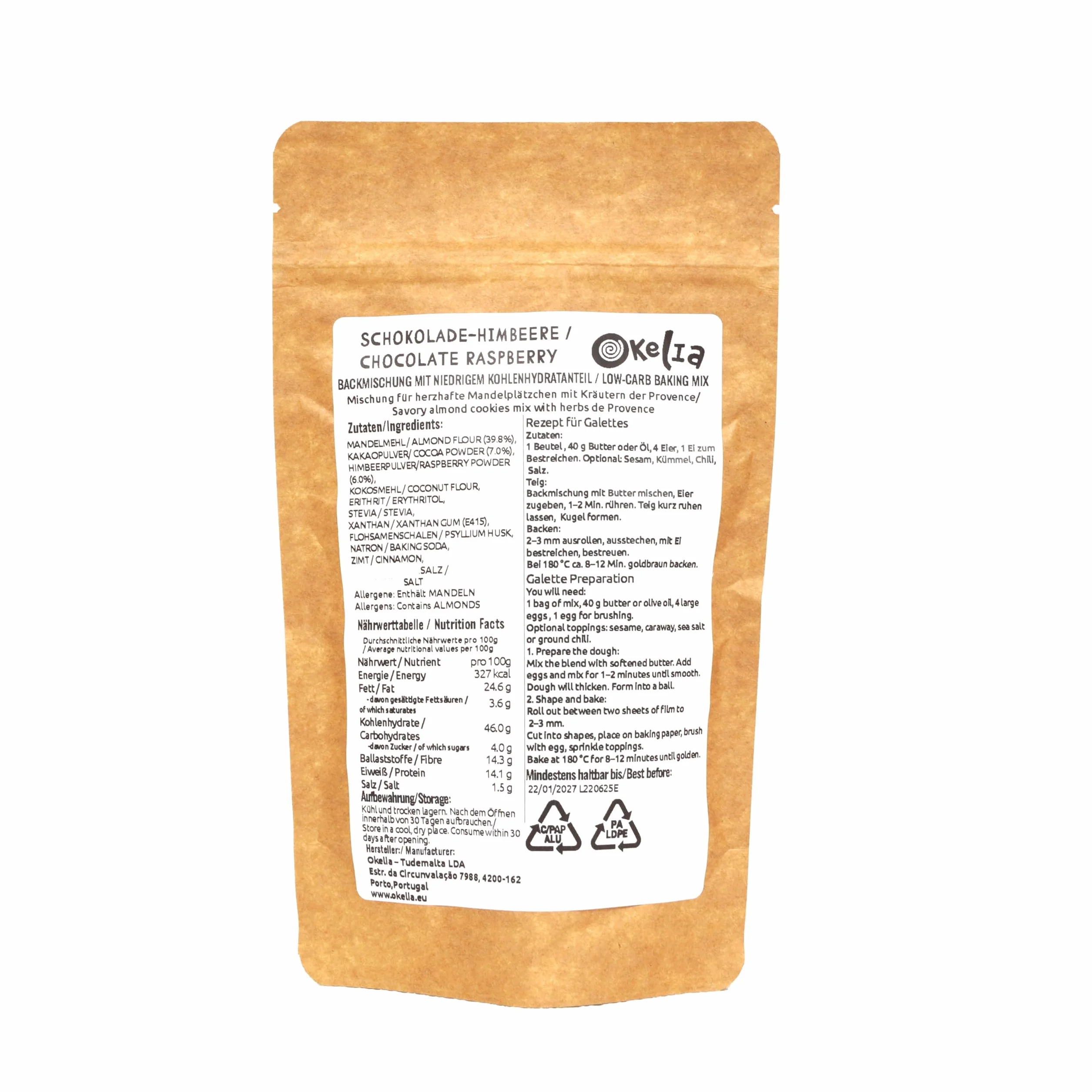 Mieszanka do pieczenia Malina-Czekolada | True Keto | 5×90 g Ciastka | Przyjazne dla diabetyków