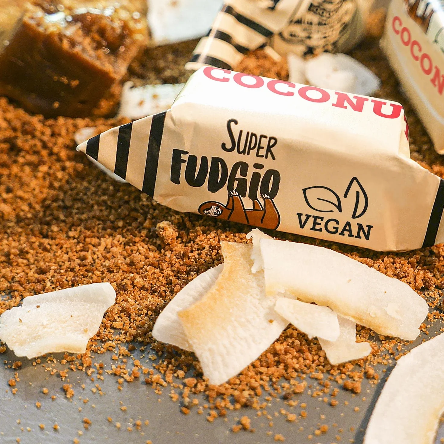 SUPER FUDGiO Cukierki krówki VEGAN bez cukru - z naturalnych składników - bez oleju palmowego - ze 100% ekologicznym mlekiem kokosowym i cukrem kokosowym | kokosowe
