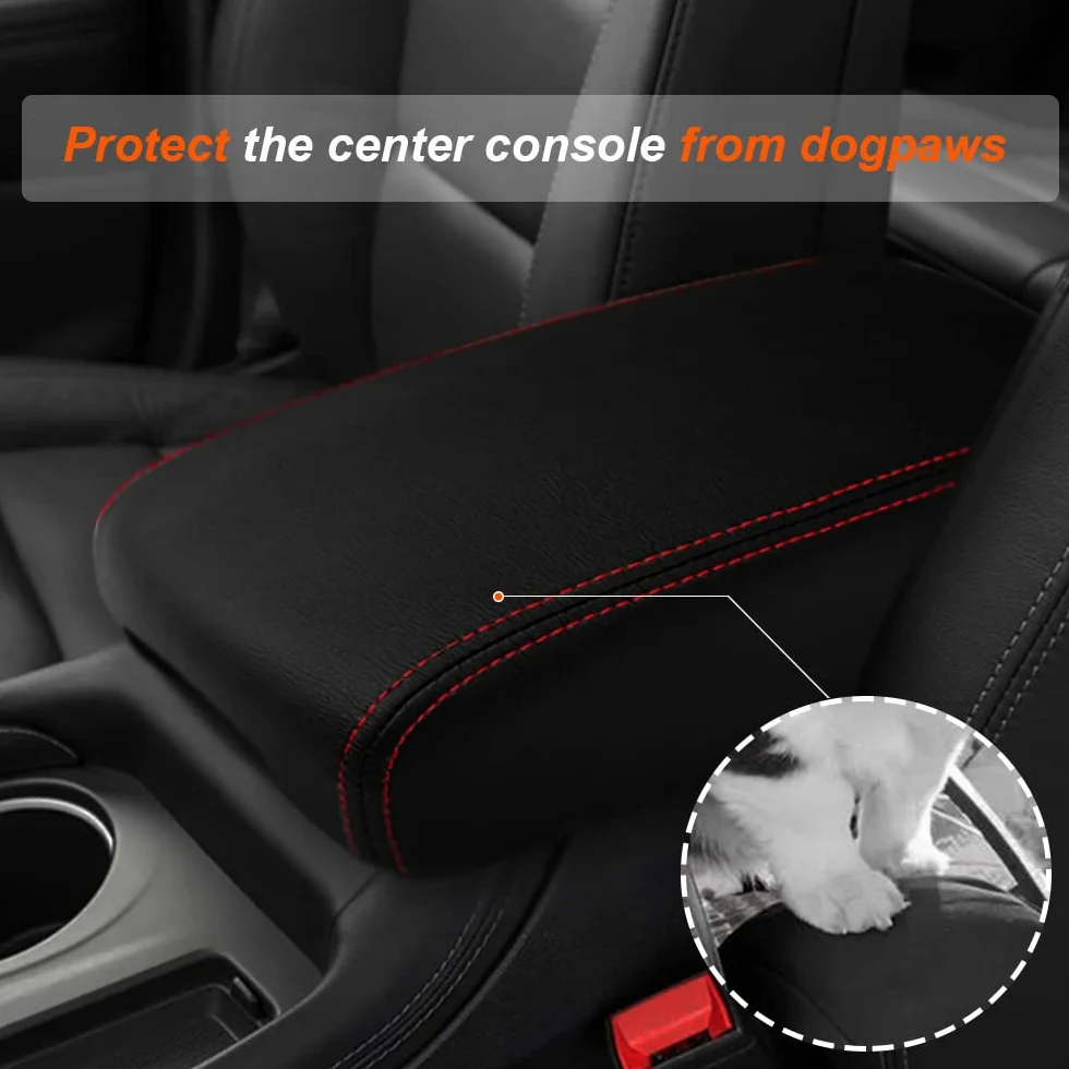 DEYTOP Pokrowiec na podłokietnik samochodowy kompatybilny z Dodge Durango 2011-2021, akcesoria, pokrowiec na konsolę środkową do Durango 2021 2020, akcesoria, skórzany ochraniacz na podłokietnik