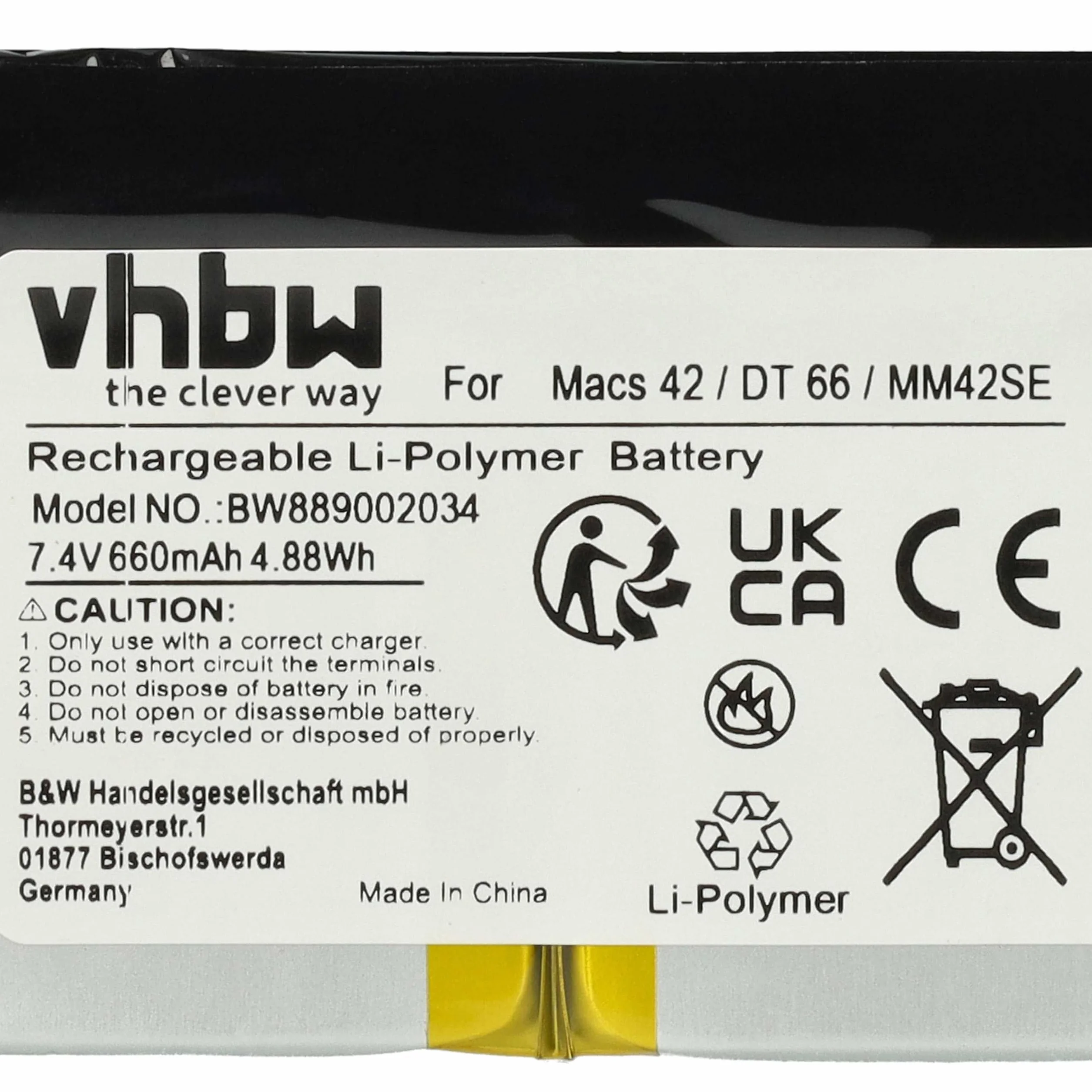 vhbw Bateria zastępcza do Hella Gutmann 2S/LPP443441 S 660 mAh 7,4 V Li-Poli