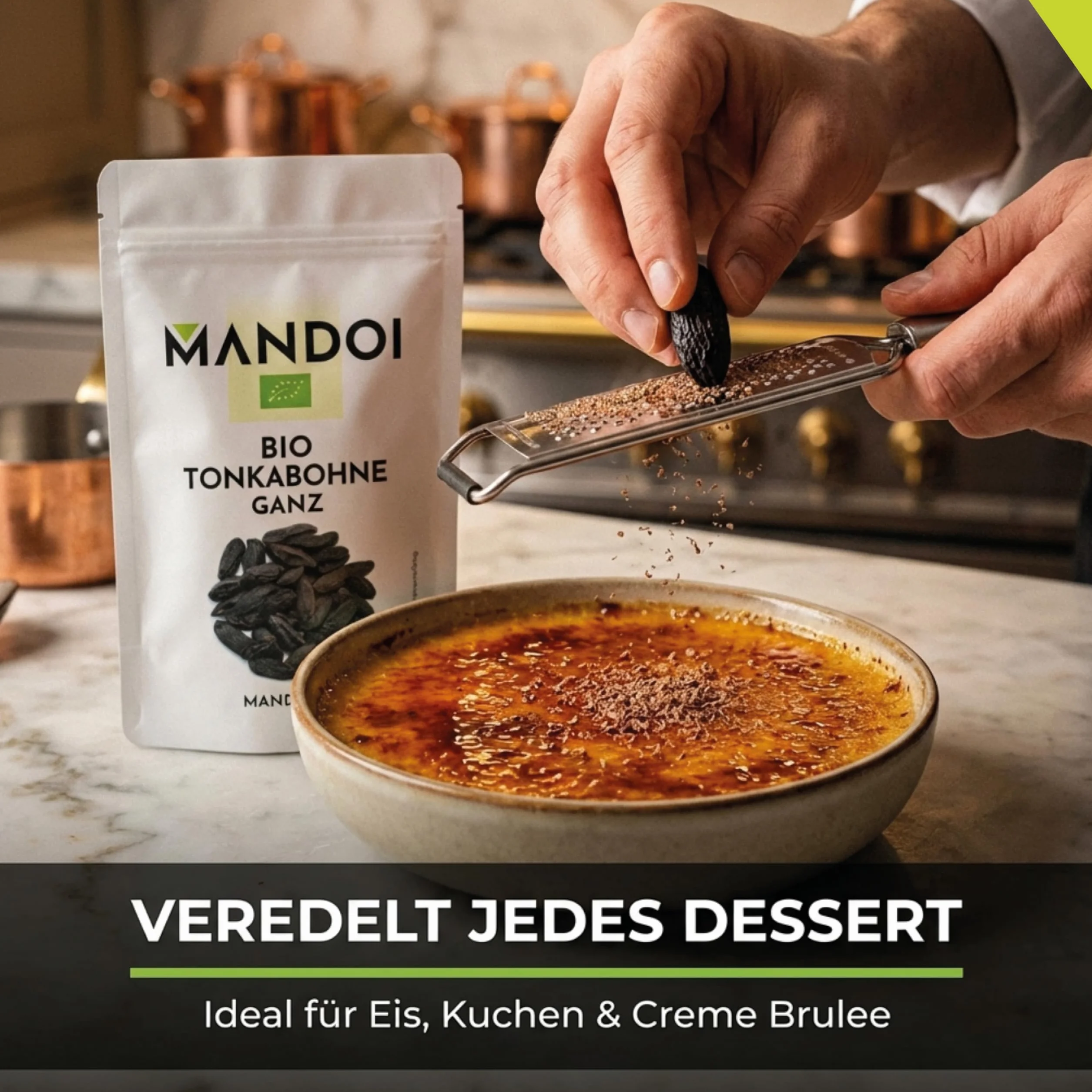 Mandoi BIO Tonkabohne ganz, 10 Stück. Premium BIO Tonkabohnen aus Brasilien. Tonka Bohne Gin Gewürze