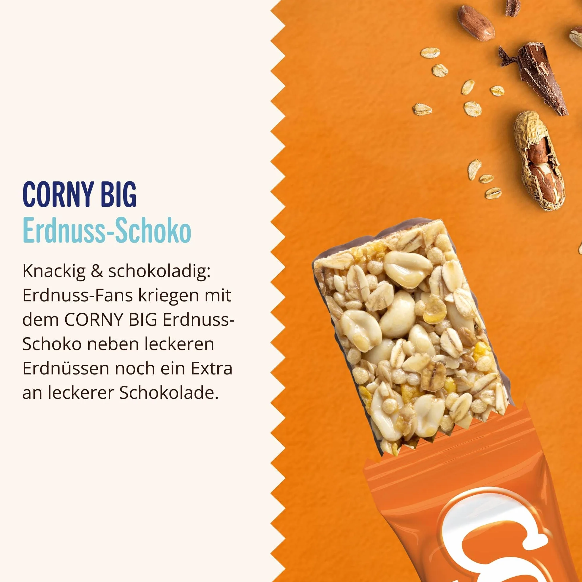 Batonik musli | Corny Big | czekolada orzechowa | z orzeszkami ziemnymi i czekoladą | duże opakowanie 24 x 50 g