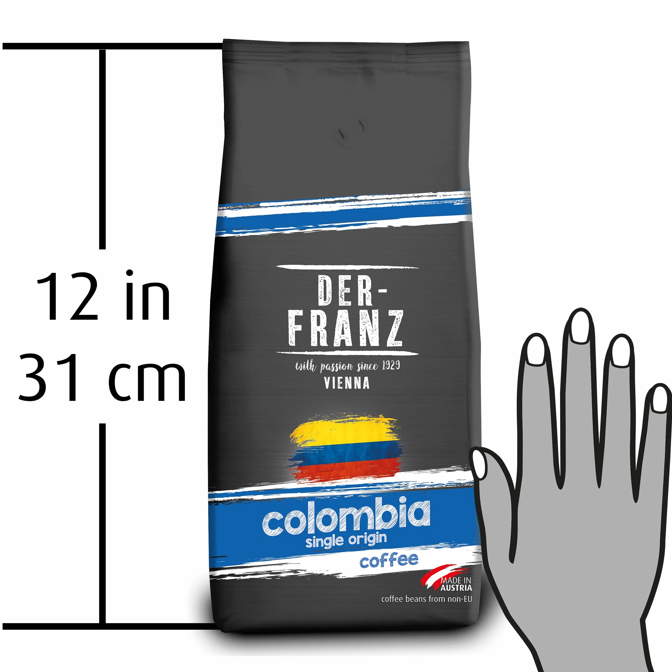 Der-Franz Columbia Single Origin Kawa, intensywność 3/5, 100% Arabica, całe ziarna, 1000 g