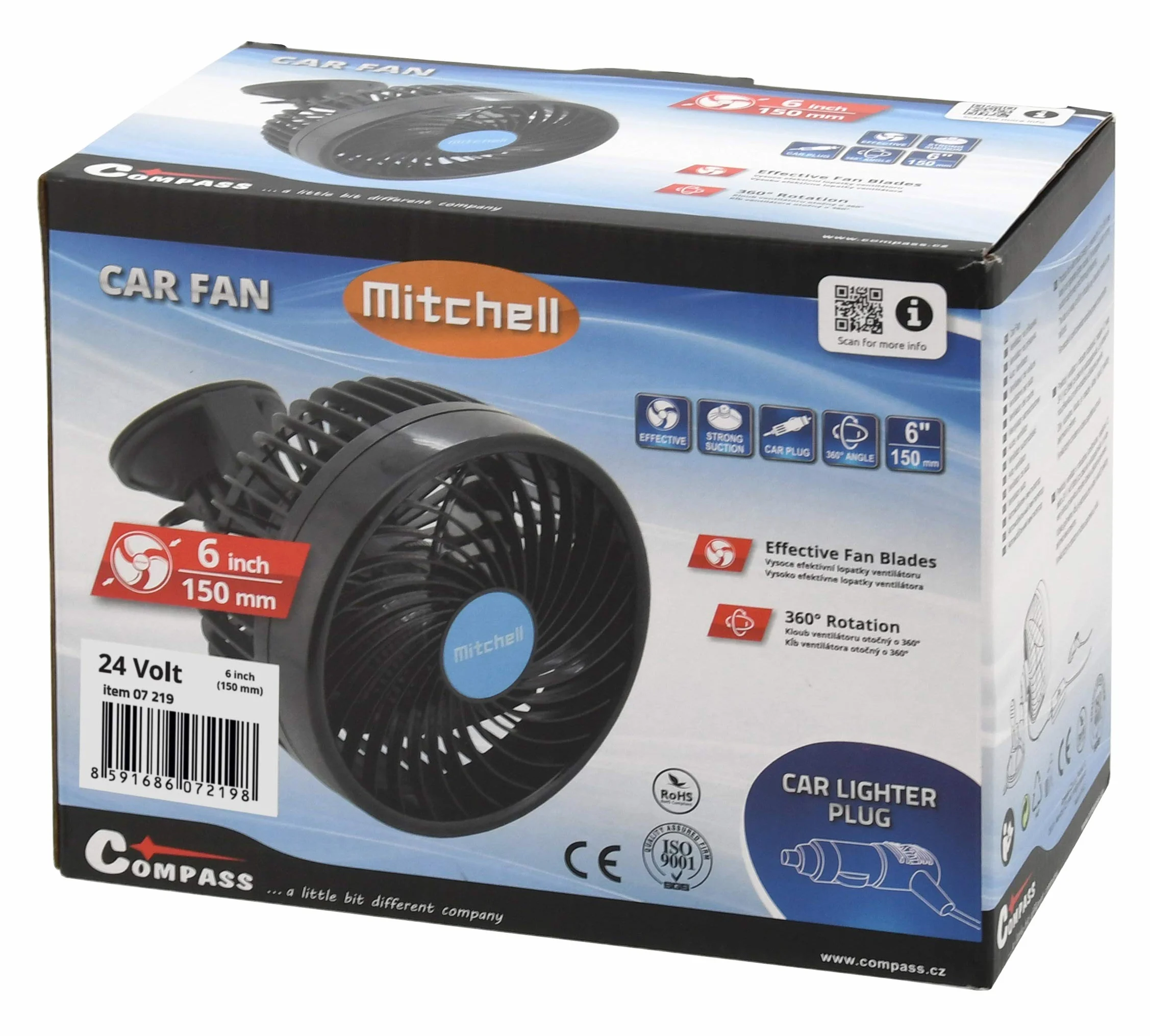 Compass 07219 Mitchell Wentylator 150 mm, 24 V, z przyssawką