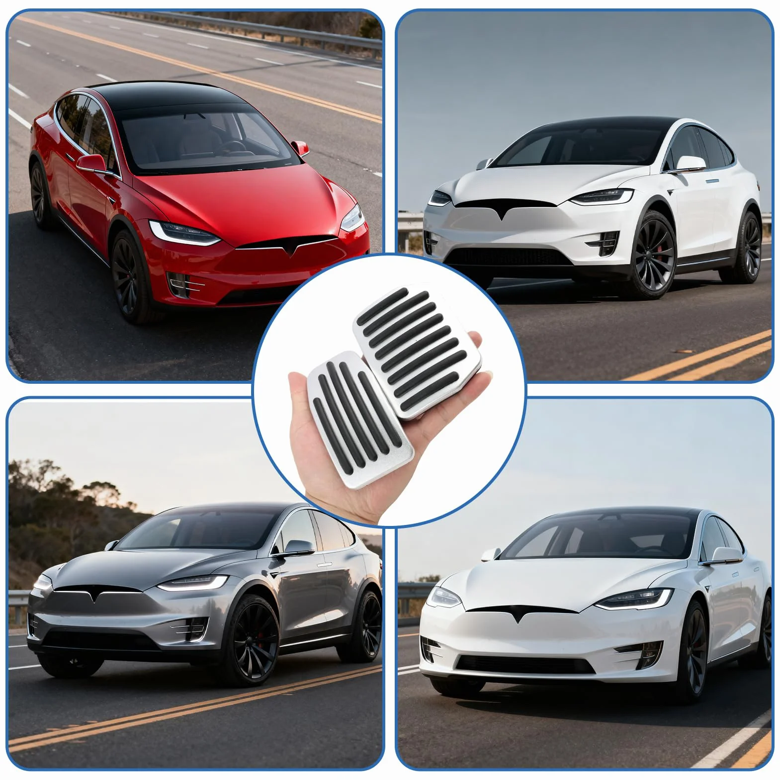 Aluminiowe i gumowe antypoślizgowe pokrowce na pedały do Tesli Model 3 Highland i Model Y