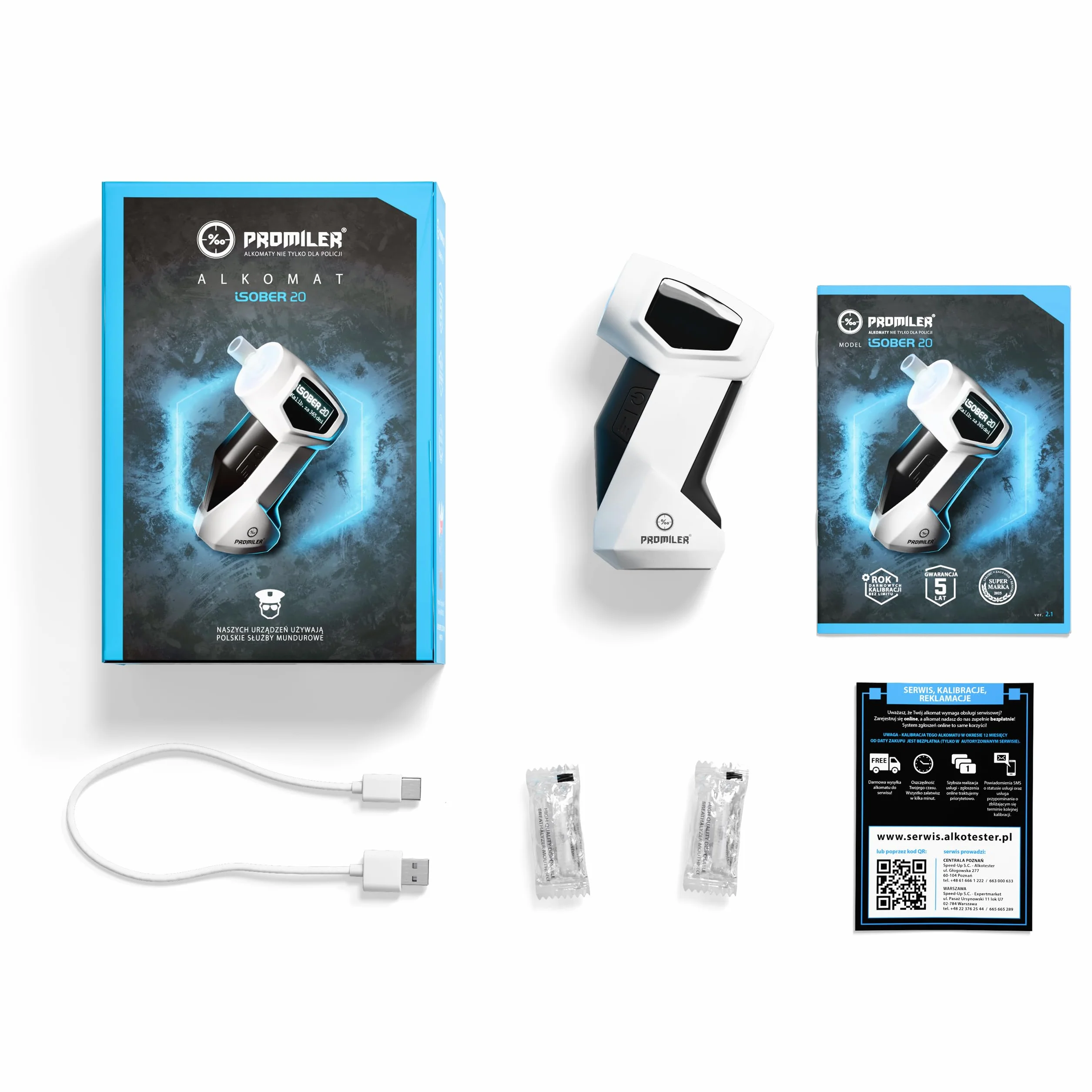 ALKOMAT ELEKTROCHEMICZNY PROMILER ISOBER 20 WYŚWIETLACZ OLED, USB-C, USTNIK