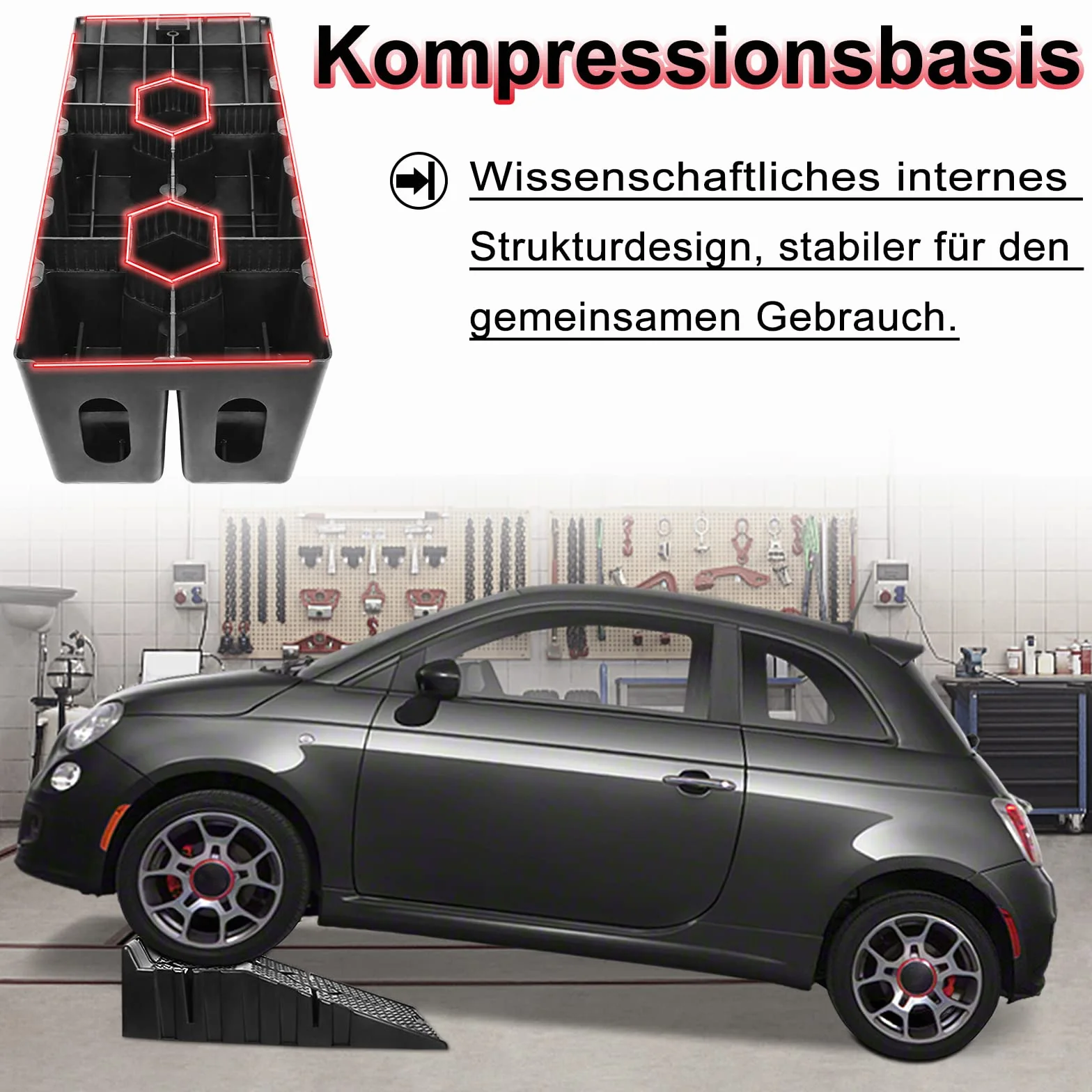 NAIZY Zestaw 2 ramp najazdowych 90x33x22,5 cm do 2,5 ton czarne