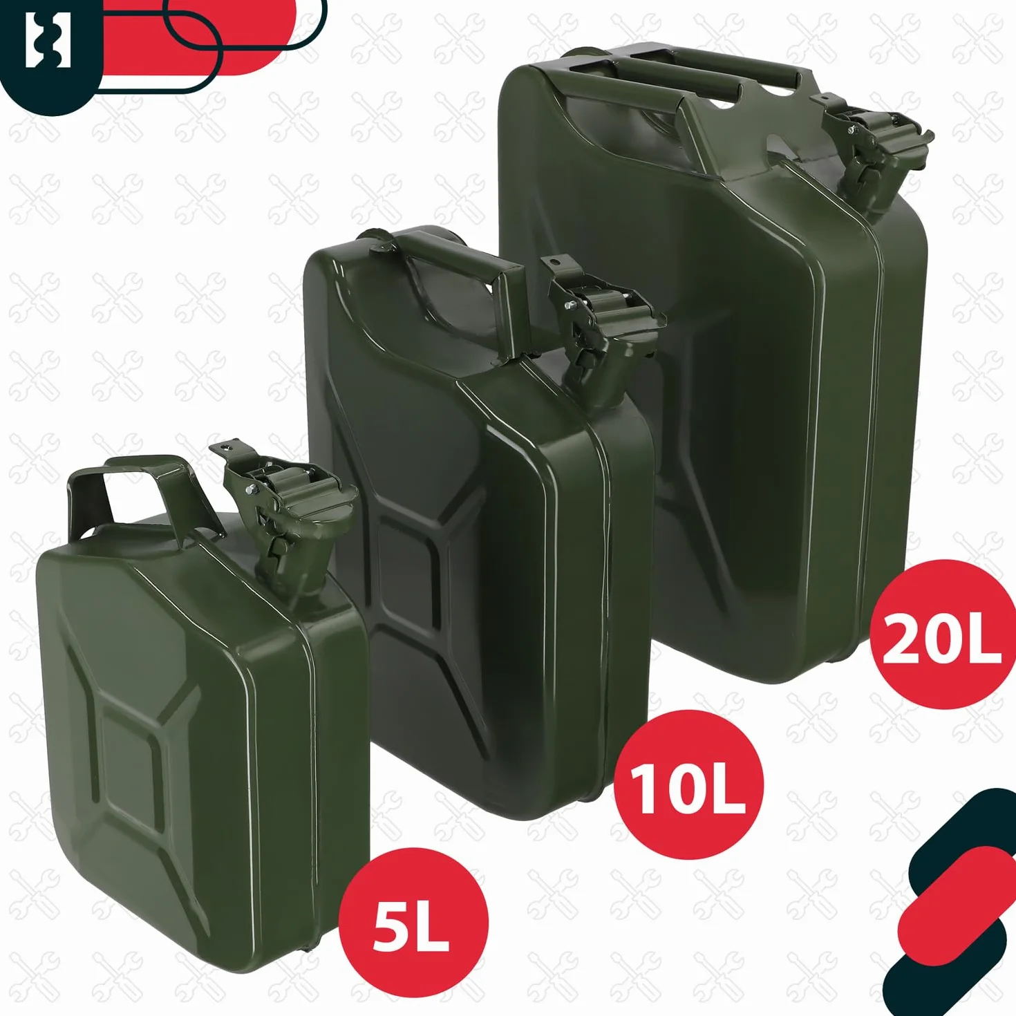 KOTARBAU® Metalowy kanister na benzynę 20 l do przechowywania paliwa i cieczy