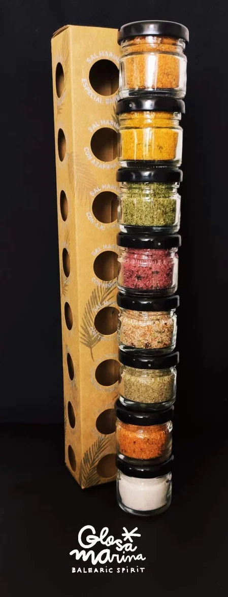 GLOSA MARINA Sól Gourmet, sól z Majorki jako idealny zestaw prezentowy/zestaw soli, specjalne prezenty z soli morskiej, 8 x 25 g, 200 g