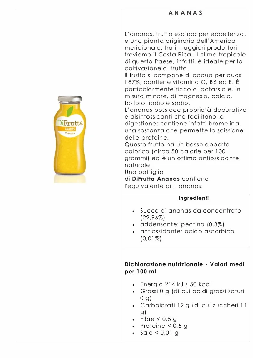 Sok ananasowy z owocami, 24 butelki po 20 cl