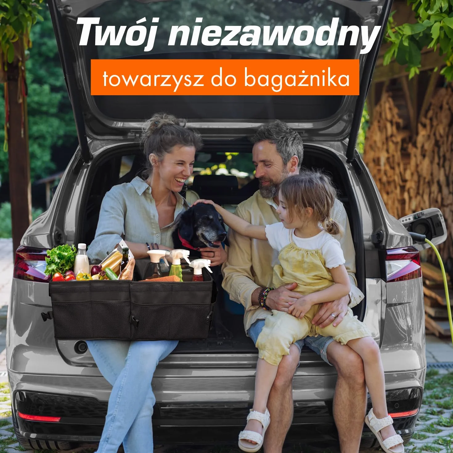 Upgrade4cars organizer do bagażnika z pokrywą i rzepem duża składana antypoślizgowa torba XXL