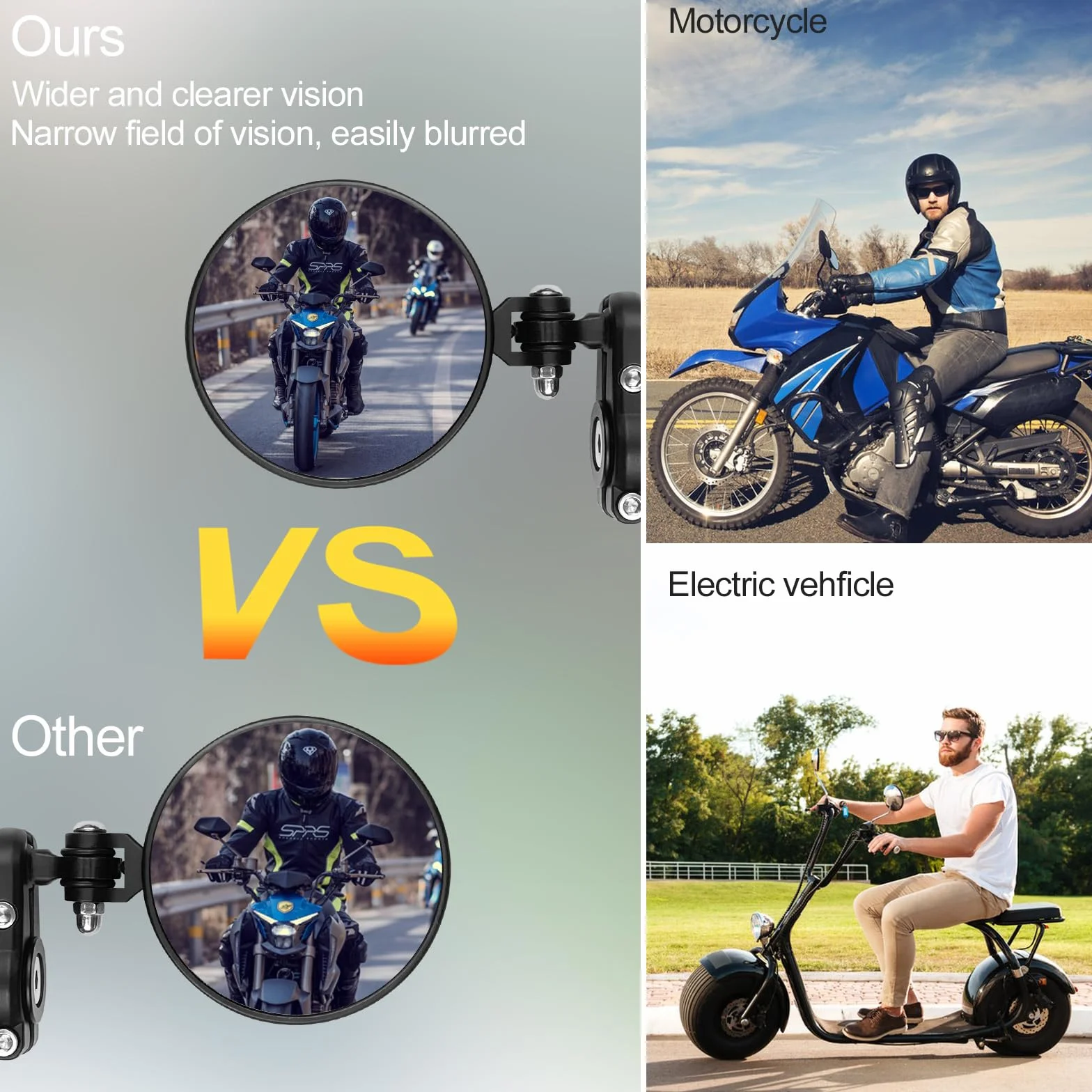 Fousenuk Lusterko motocyklowe okrągłe Uniwersalne