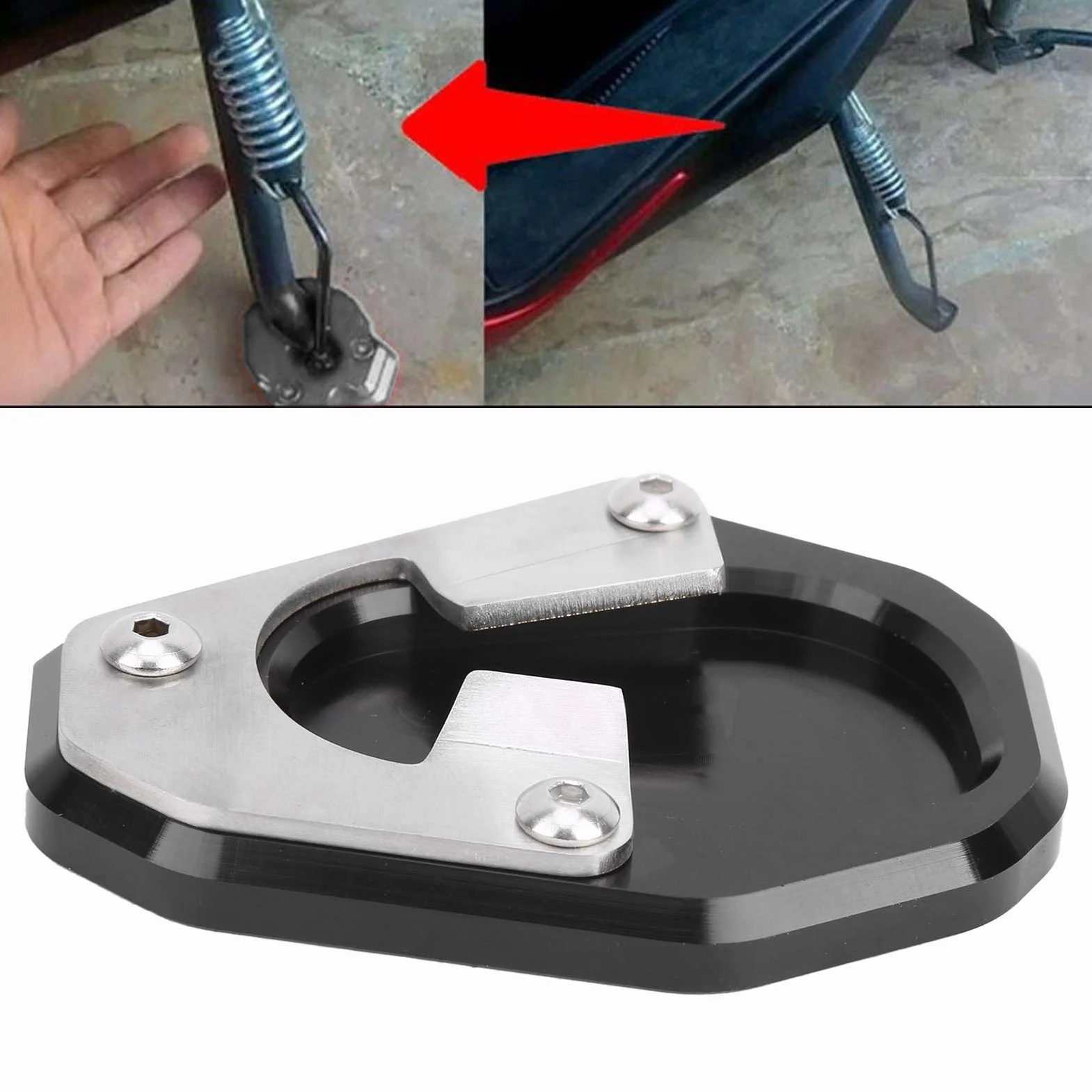 Podkładka podpórki bocznej, podpórka do motocykla Podpórka podpórka boczna Podkładka podpórka do parkowania Podkładka podpórka do parkowania Podpórka boczna zamiennik powiększalnika do