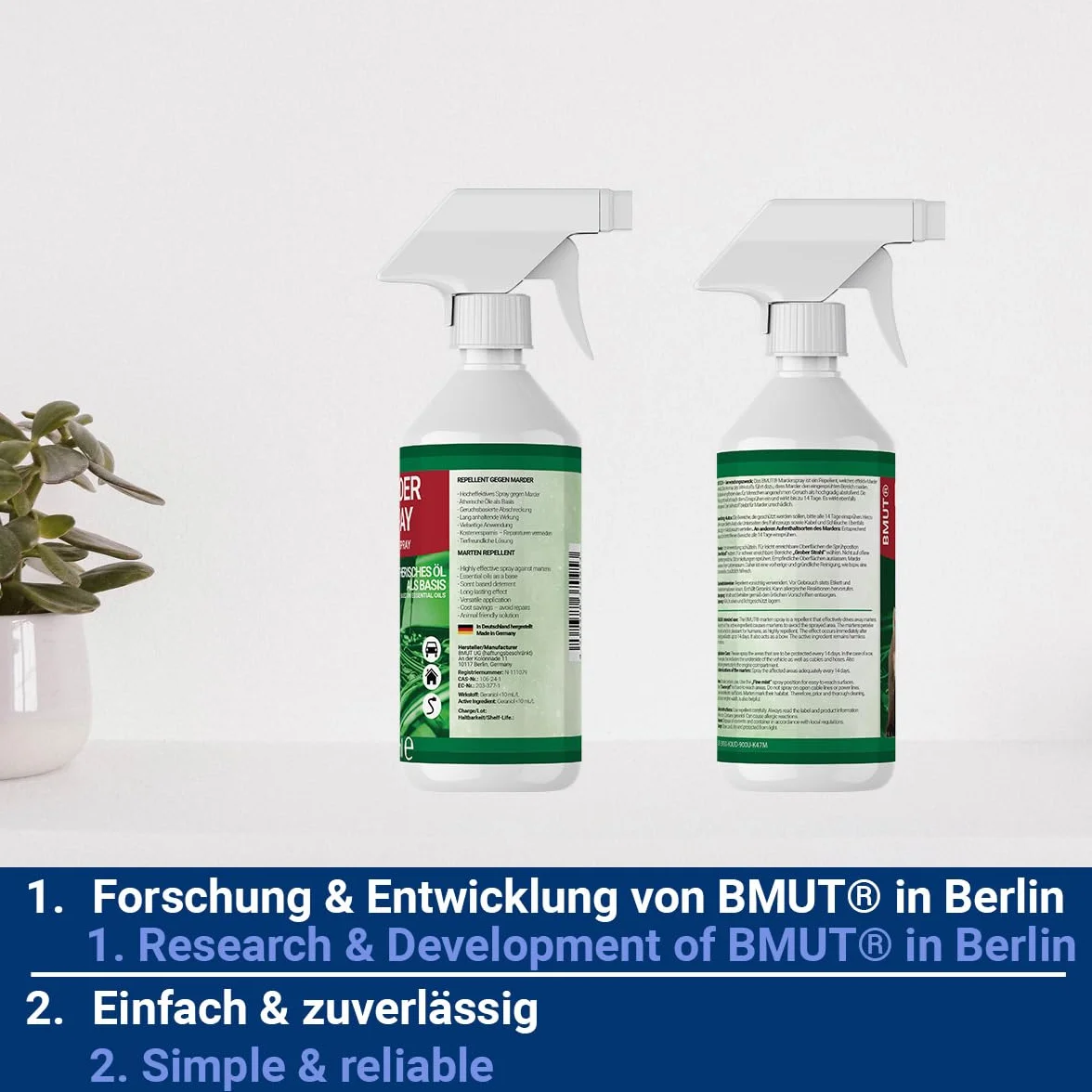 BMUT 500ml spray odstraszający kuny do samochodu, strychu i garażu, natychmiastowy i długotrwały, odstraszacz kun i obrona przed kunami