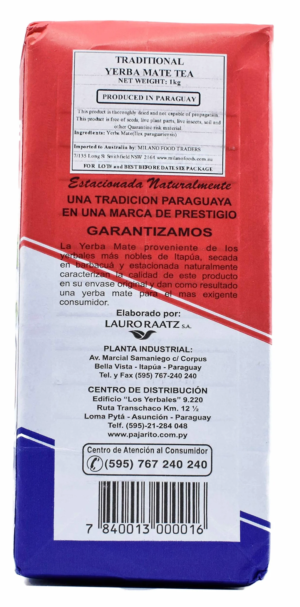 Yerba Mate Pajarito Elaborada Con Palo Tradicional 1kg