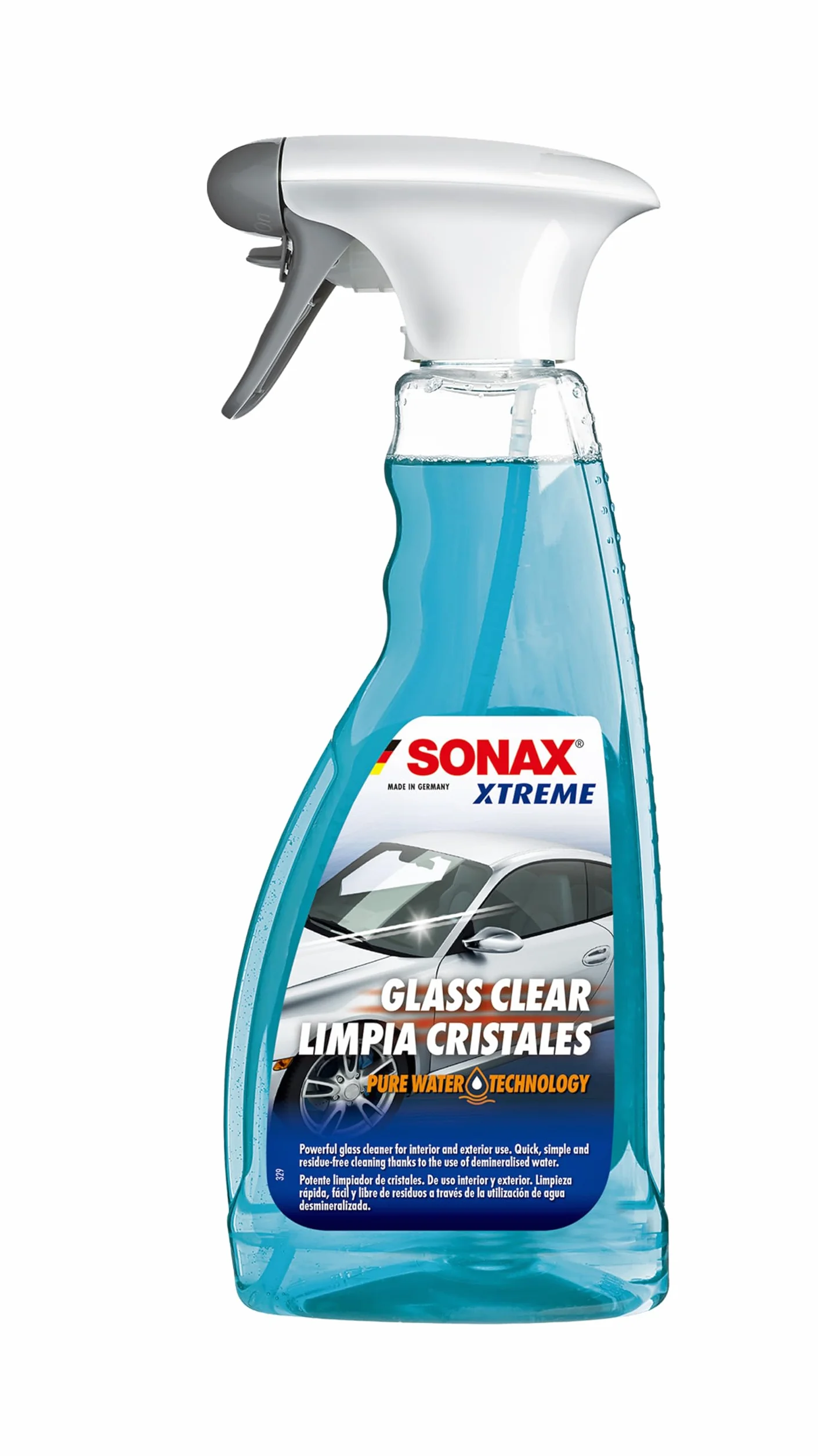 SONAX XTREME GLASS CLEAR - Technologia czystej wody (500 ml) - Wydajny środek do czyszczenia szkła do użytku wewnątrz i na zewnątrz | Nr artykułu 02382410-544