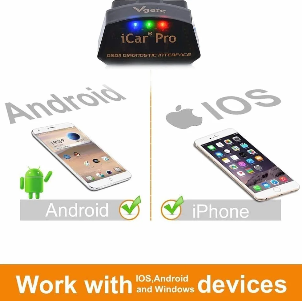 Vgate iCar Pro BLE 4.0 Narzędzie diagnostyczne OBD2 Czytnik kodów usterek OBDII Kompatybilny adapter samochodowy Check Engine Light dla iOS, Android i Windows